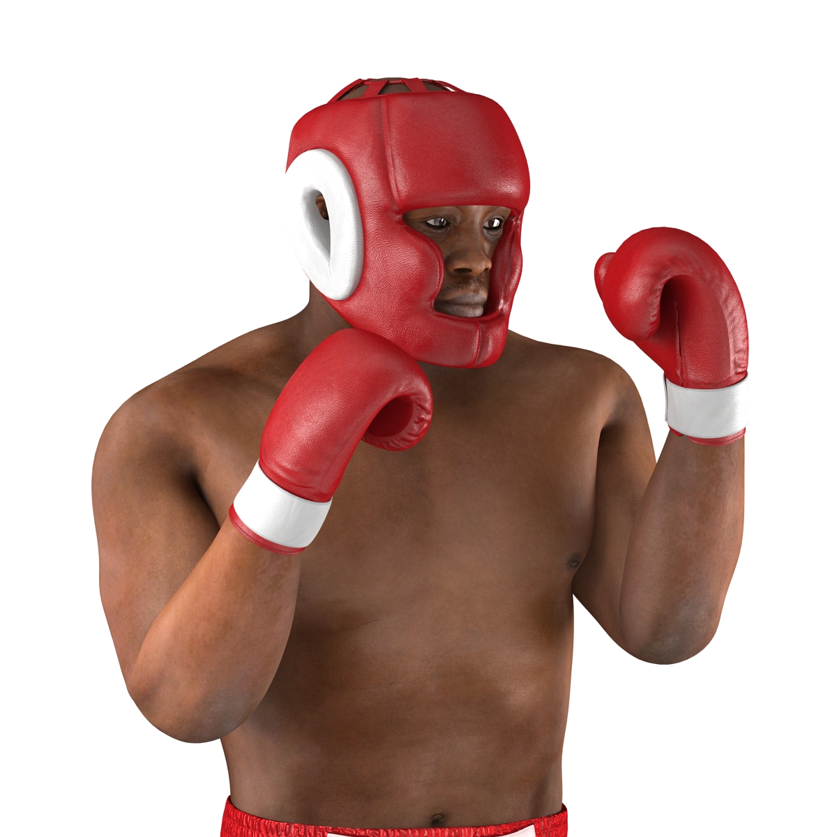 3D African American Boxer Red Suit Pose 2 model