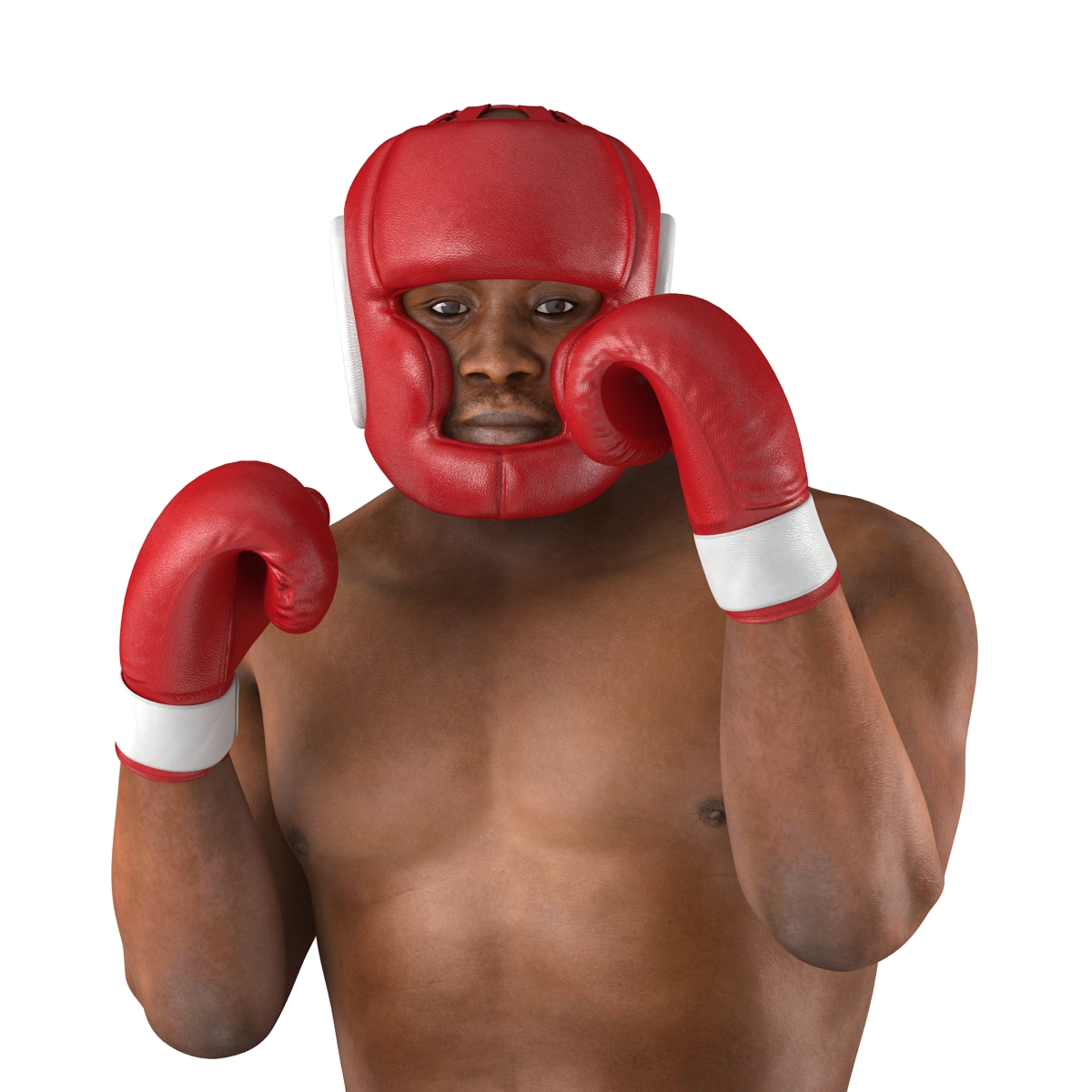 3D African American Boxer Red Suit Pose 2 model