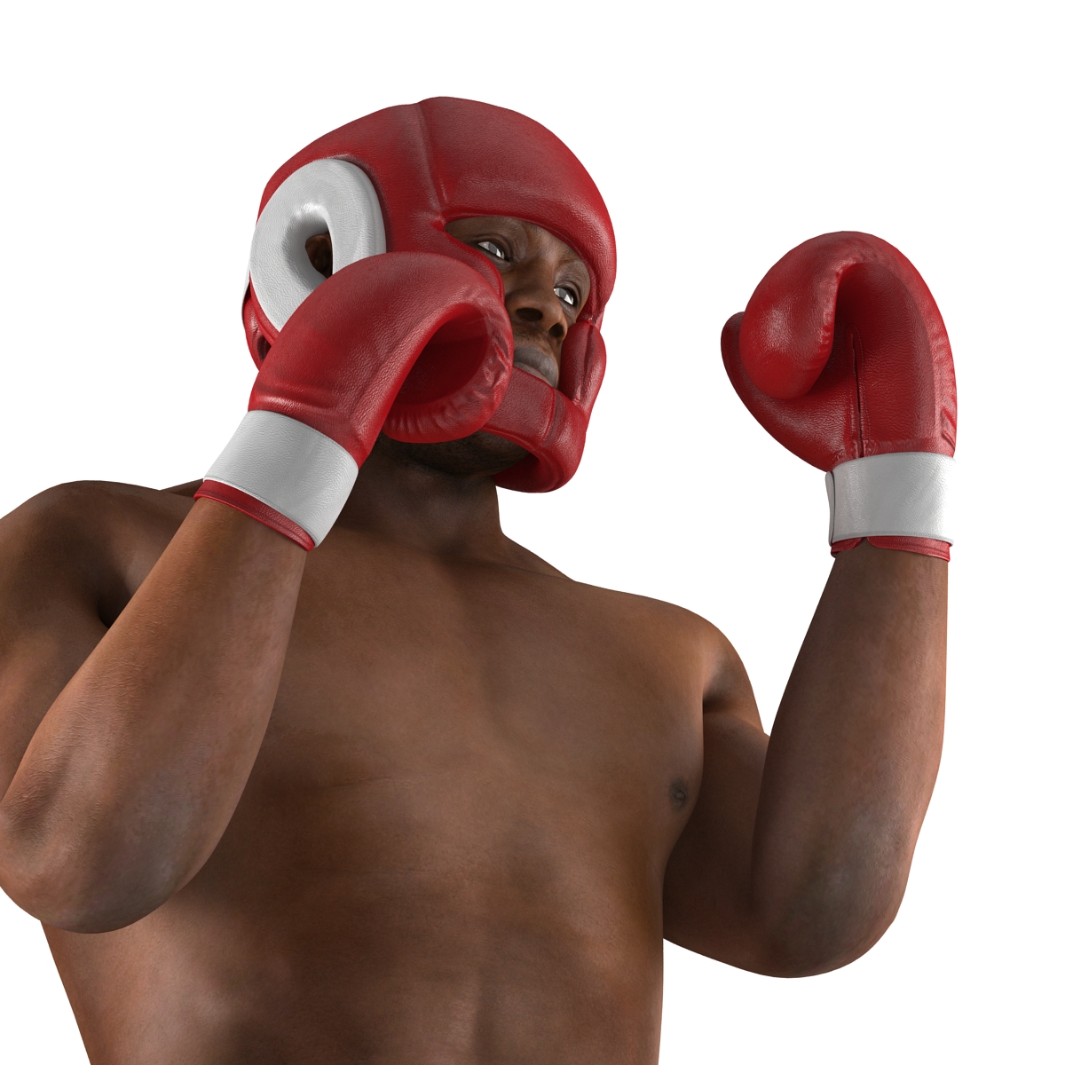 3D African American Boxer Red Suit Pose 2 model