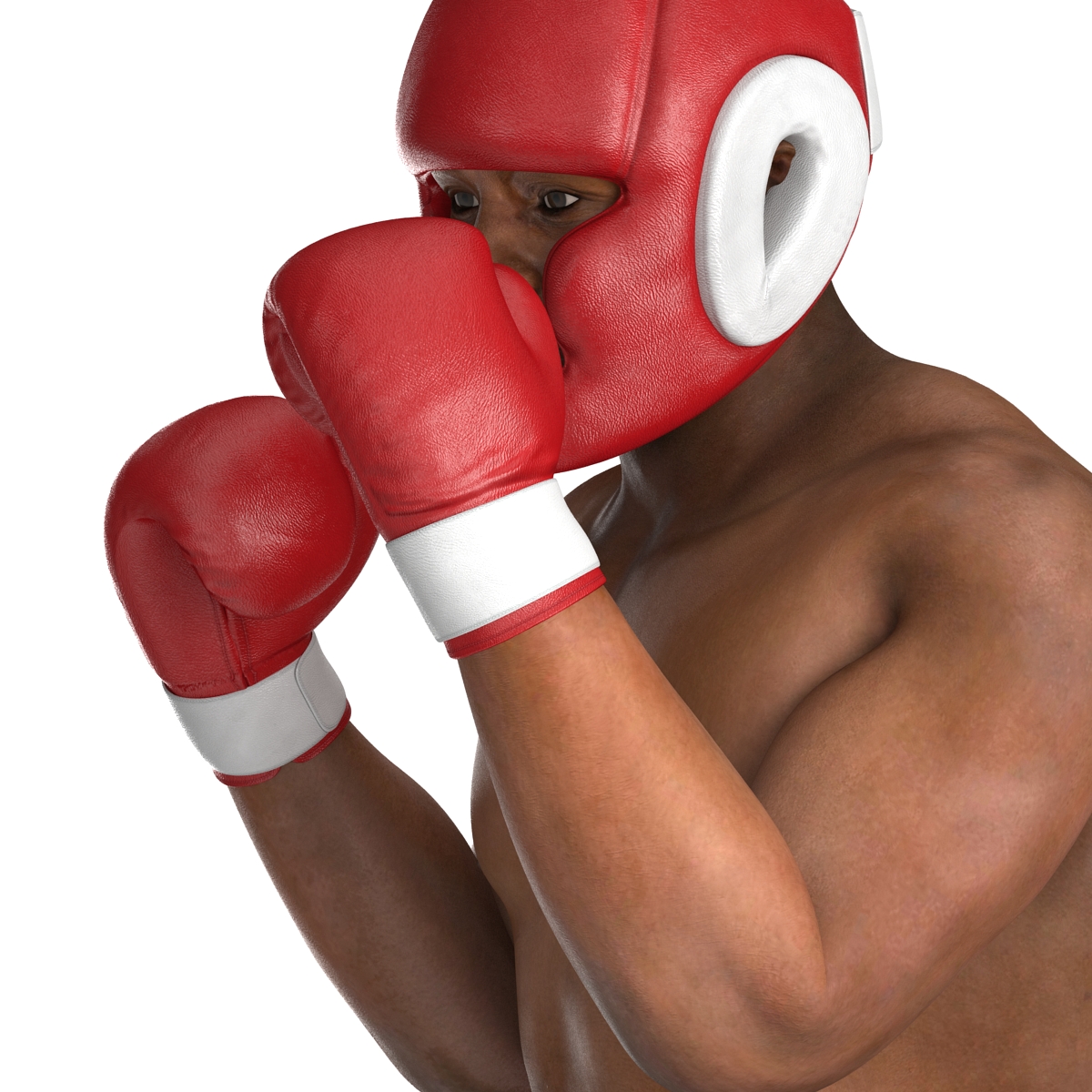 3D African American Boxer Red Suit Pose 2 model