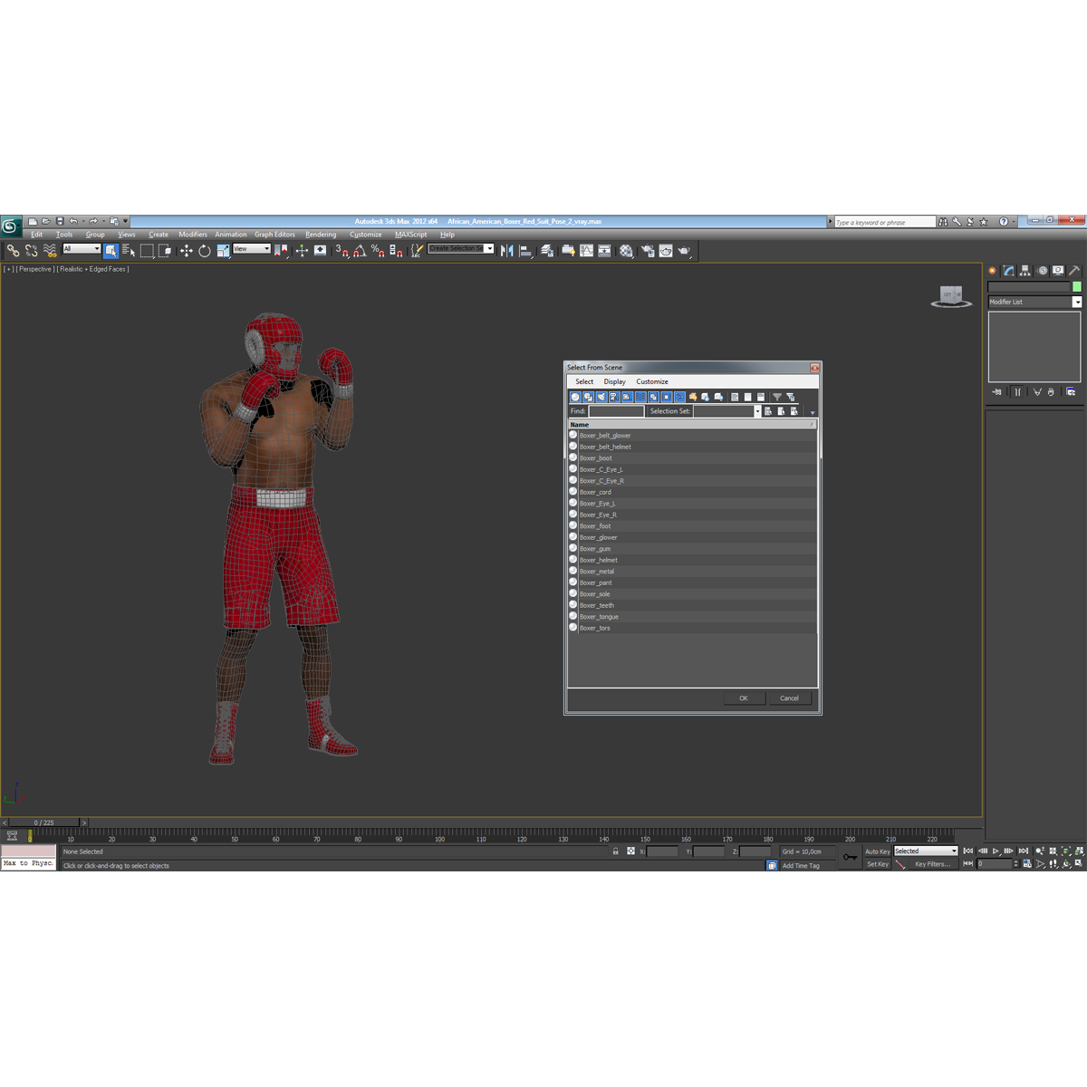 3D African American Boxer Red Suit Pose 2 model