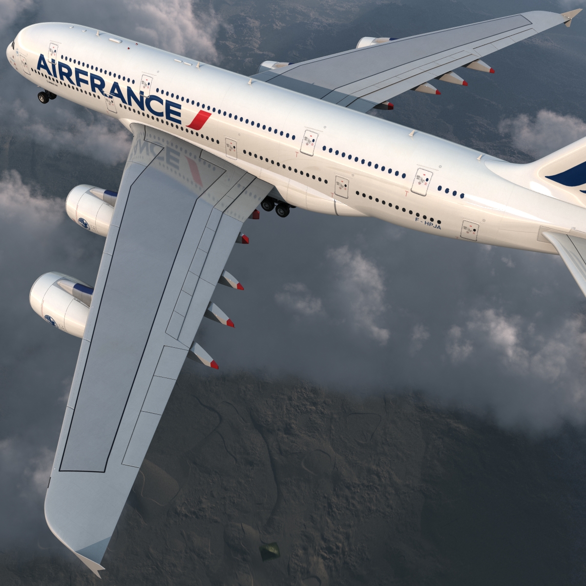 3D Airbus A380 900 Air France Rigged model