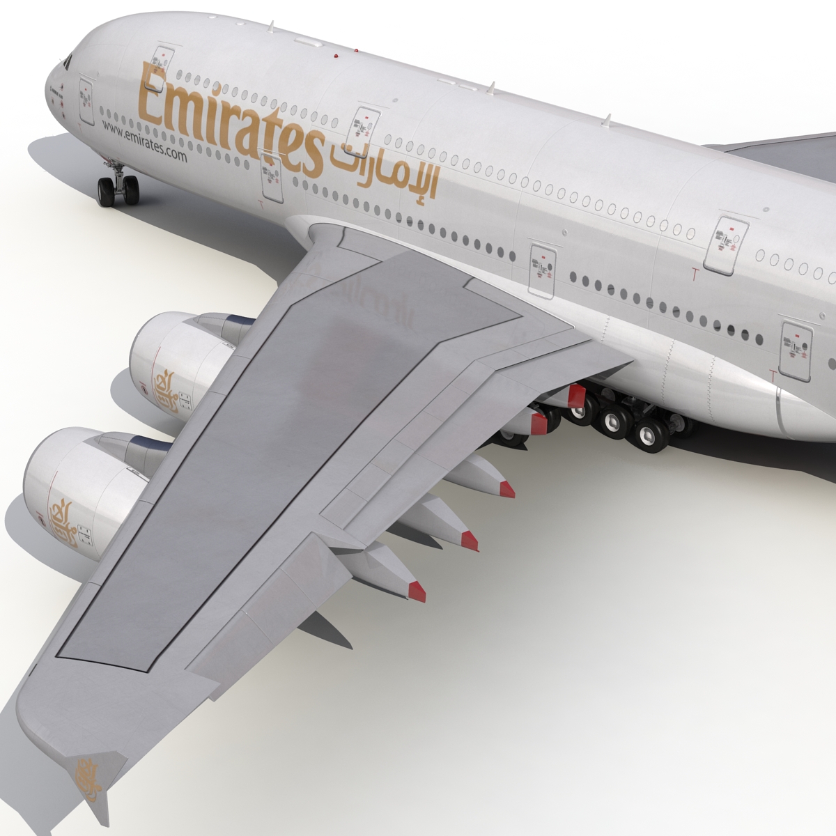 3D Airbus A380 900 Emirates Rigged