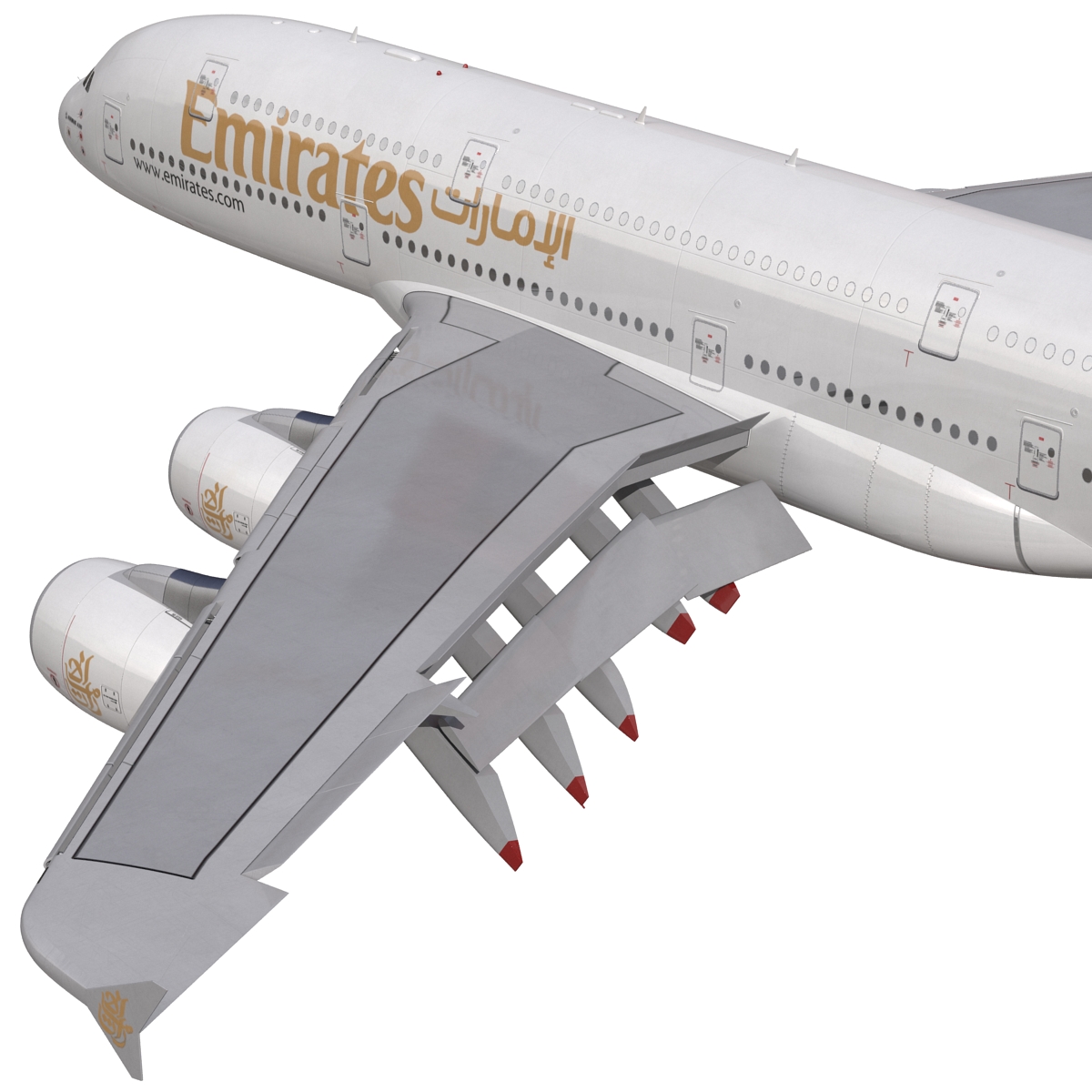 3D Airbus A380 900 Emirates Rigged