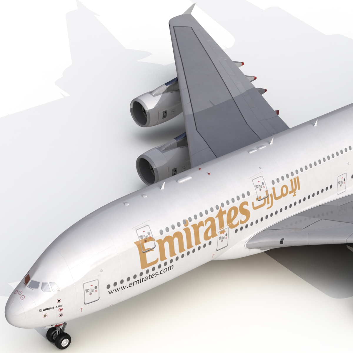 3D Airbus A380 900 Emirates Rigged