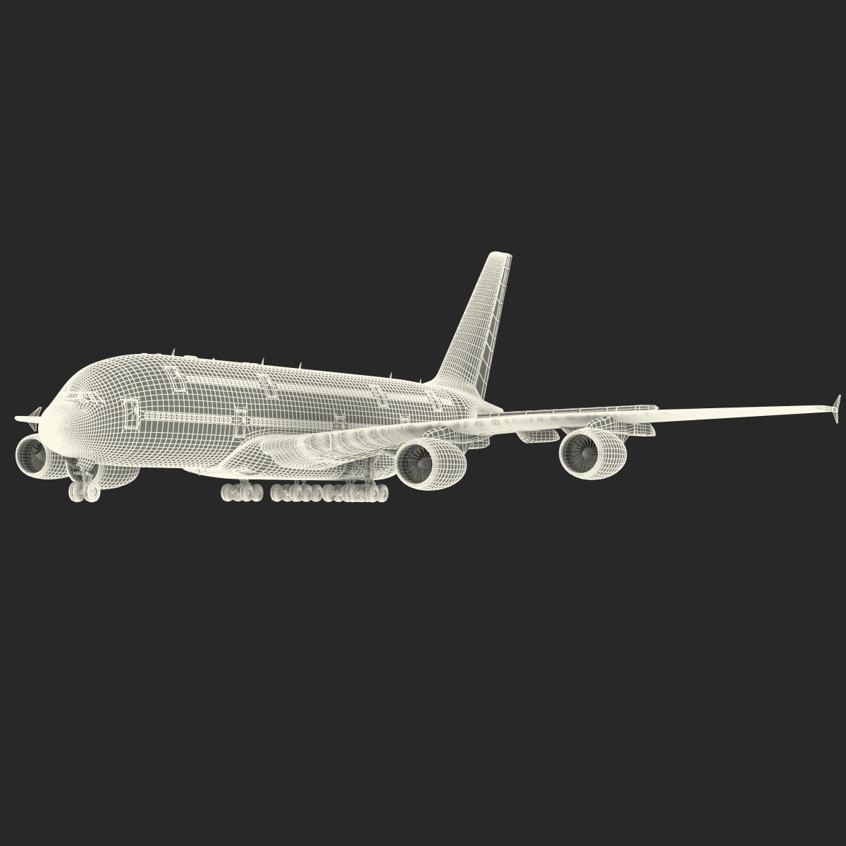 3D Airbus A380 900 Emirates Rigged