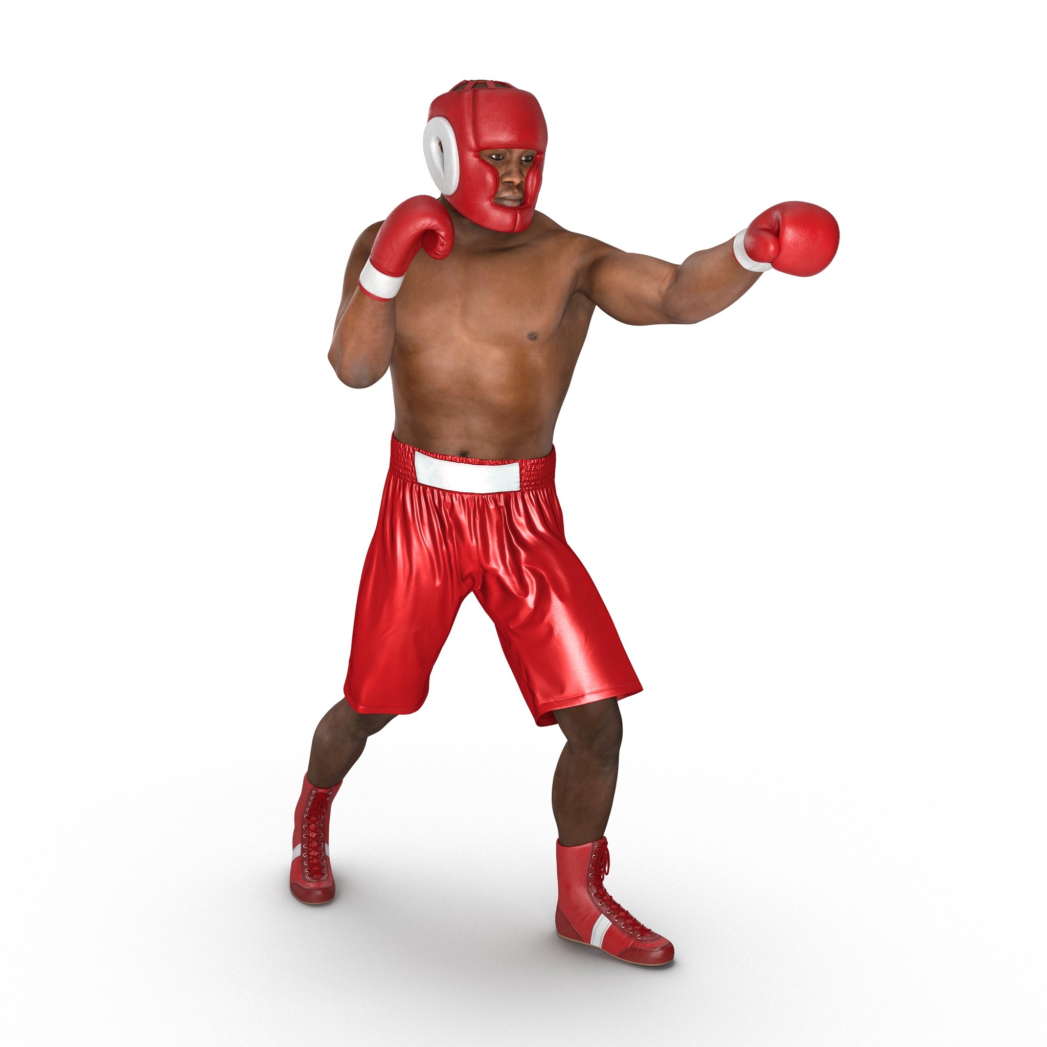 3D African American Boxer Red Suit Pose 3 model