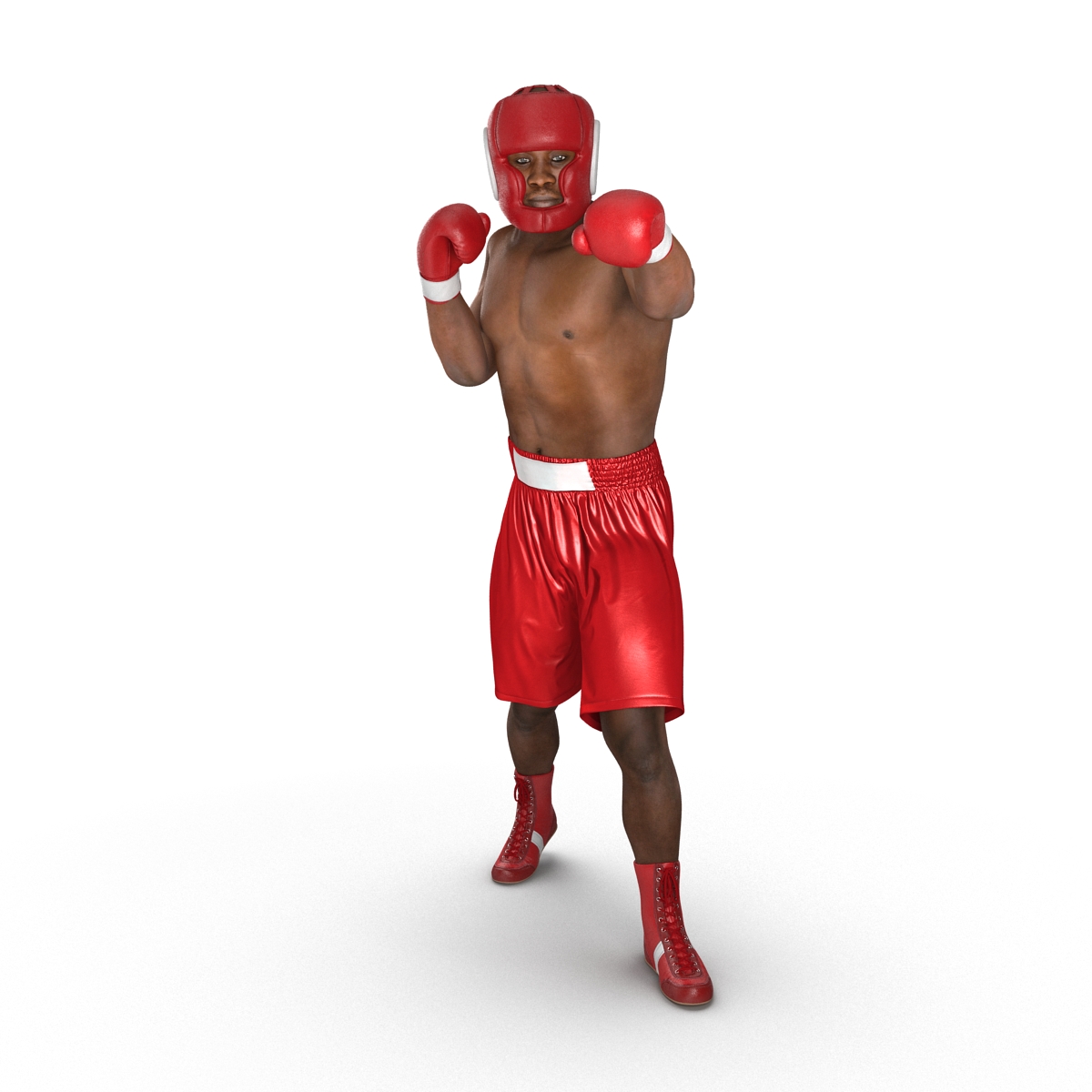 3D African American Boxer Red Suit Pose 3 model