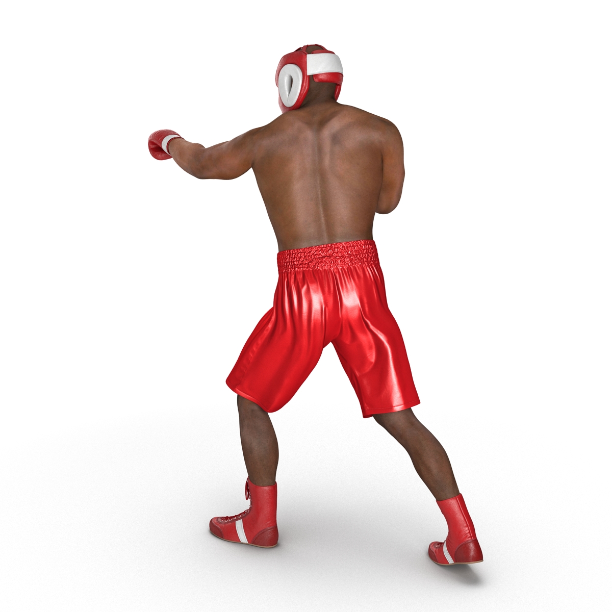 3D African American Boxer Red Suit Pose 3 model