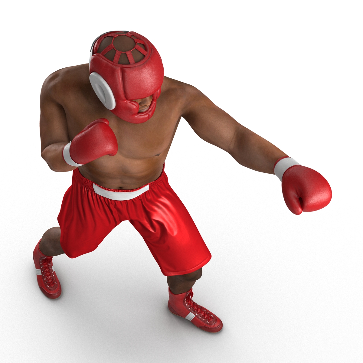 3D African American Boxer Red Suit Pose 3 model