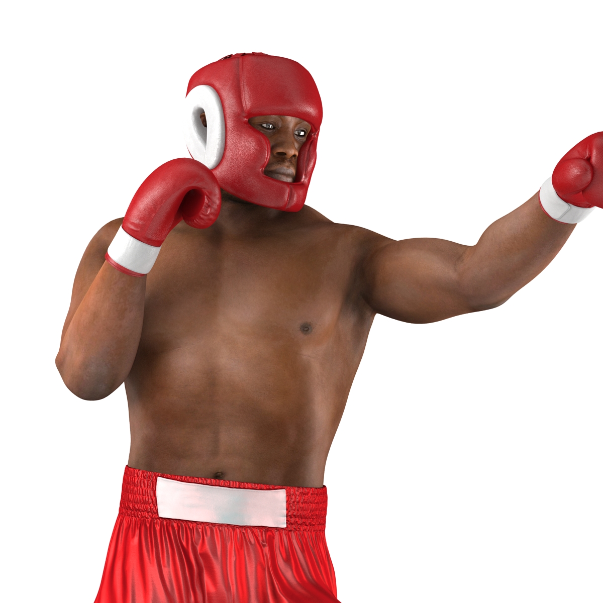 3D African American Boxer Red Suit Pose 3 model