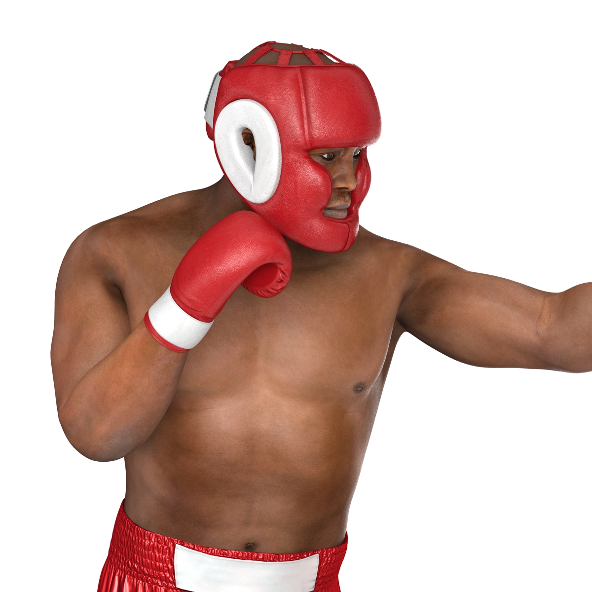 3D African American Boxer Red Suit Pose 3 model