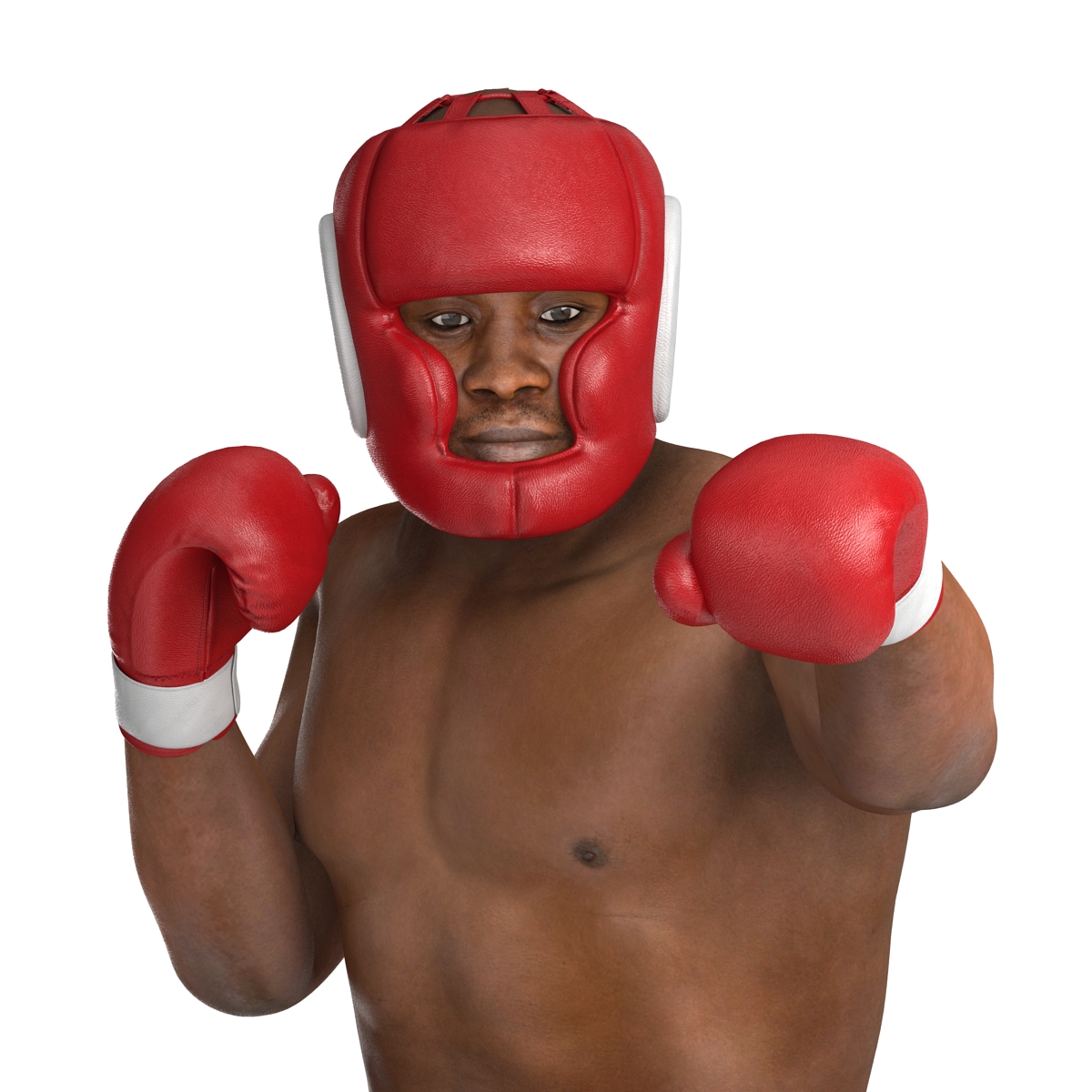 3D African American Boxer Red Suit Pose 3 model