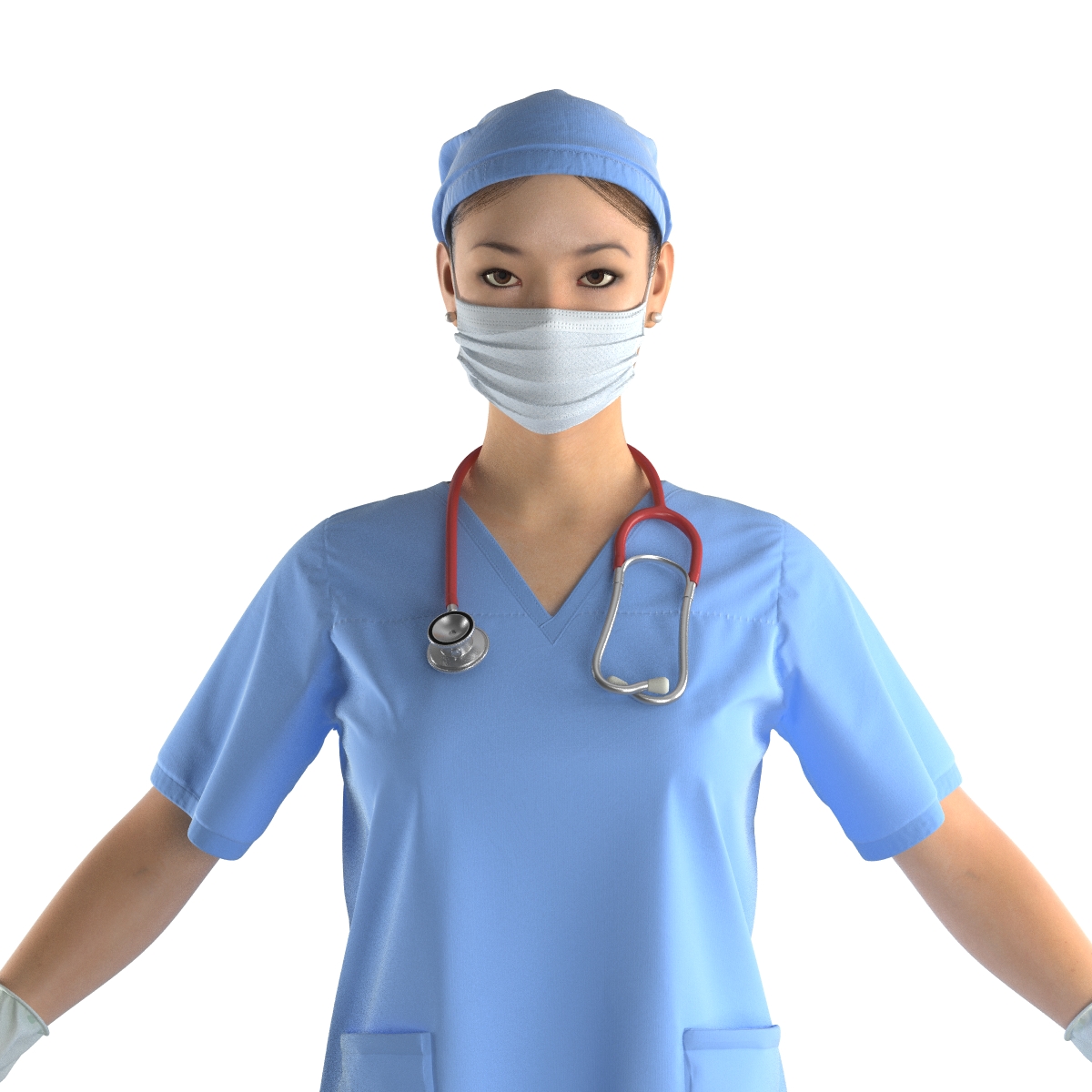 3D model Asian Female Surgeon