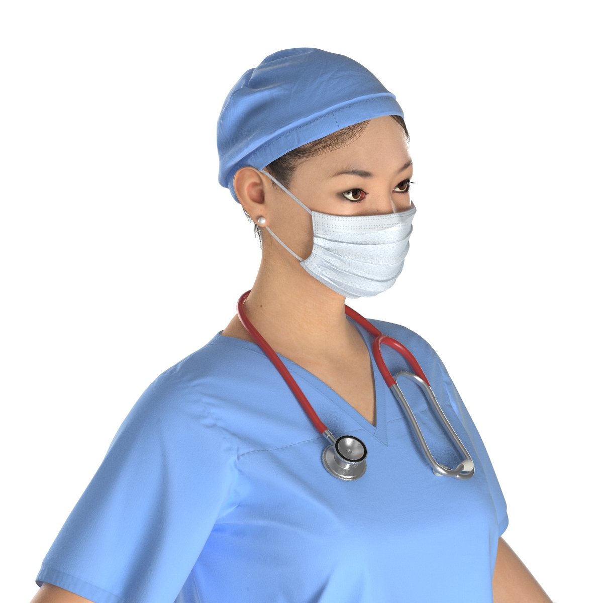 3D model Asian Female Surgeon