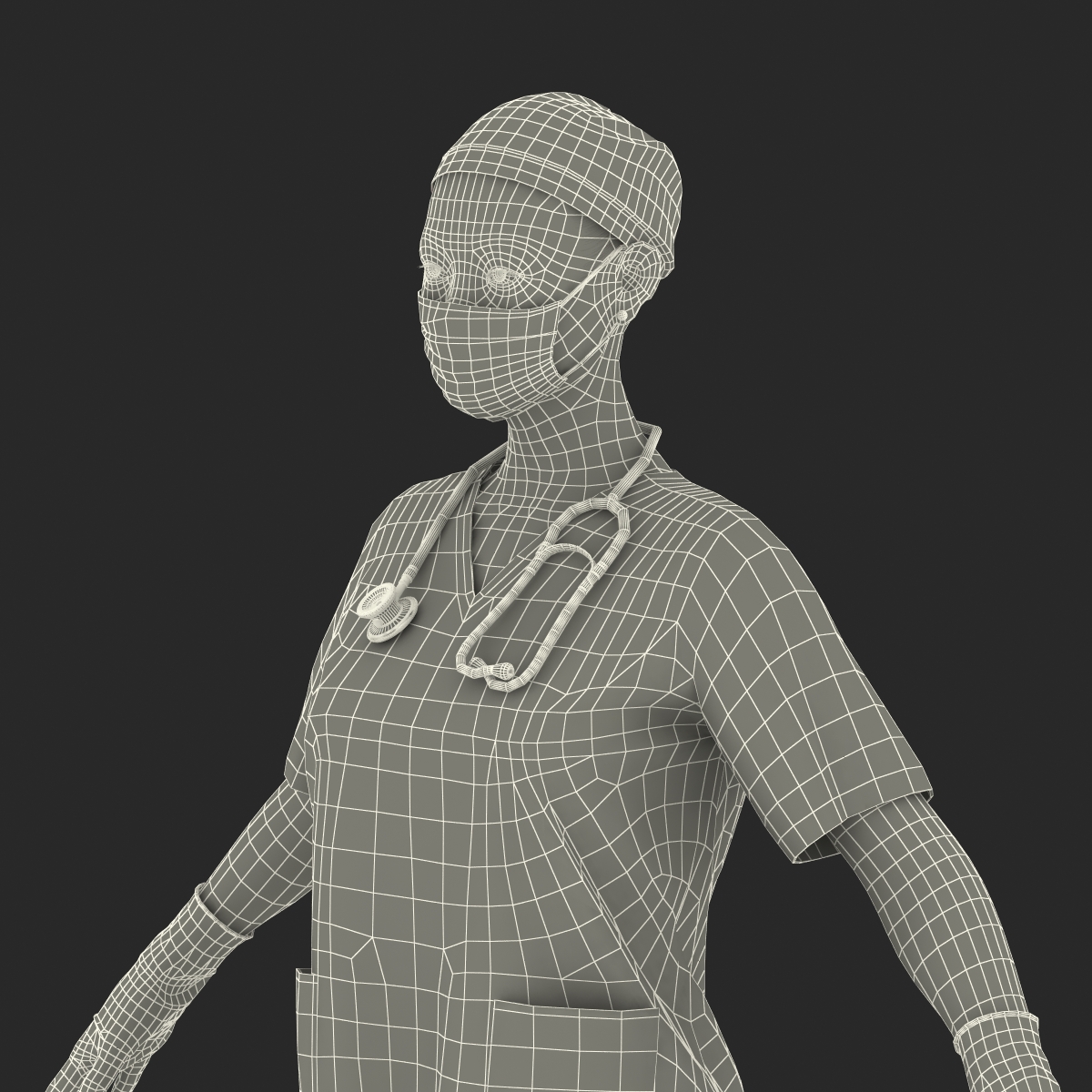 3D model Asian Female Surgeon