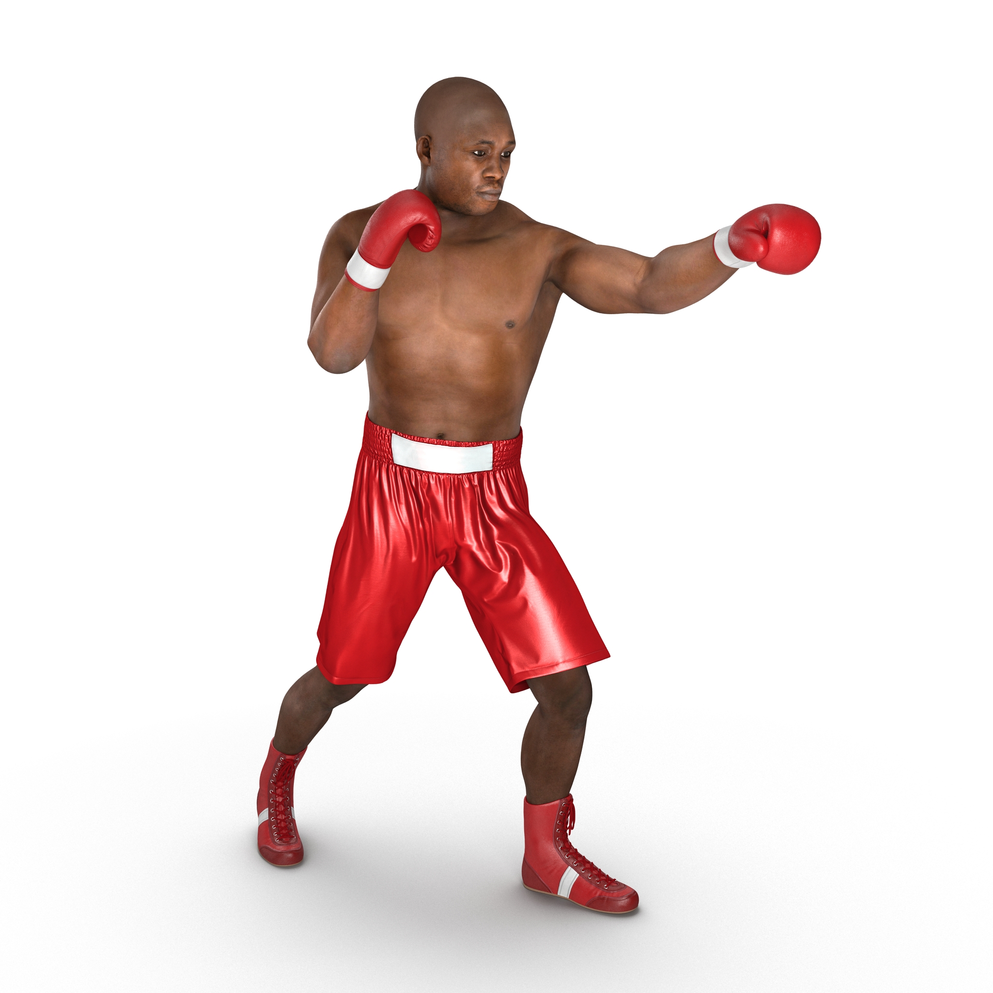 3D model African American Boxer 2 Red Suit Pose 3