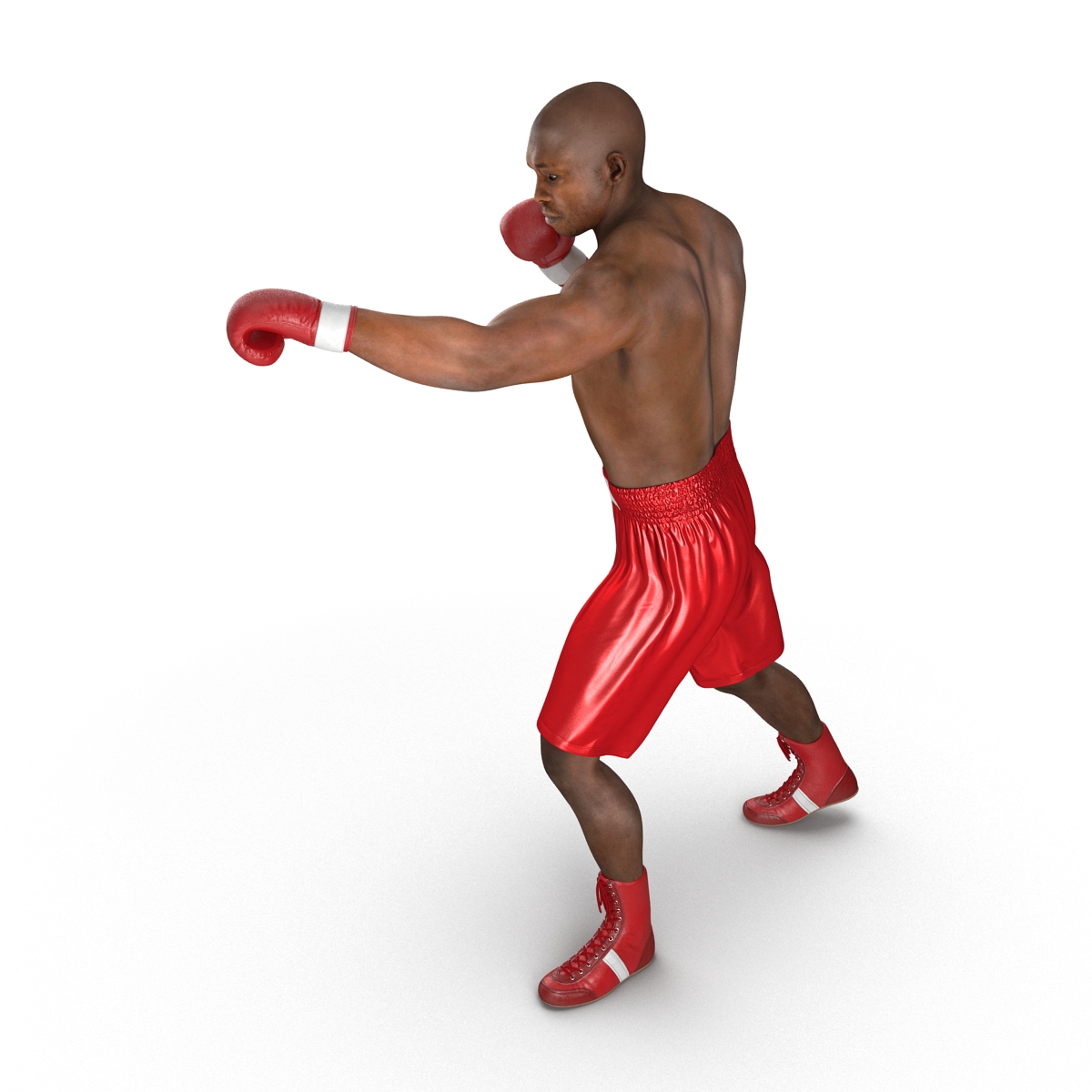 3D model African American Boxer 2 Red Suit Pose 3