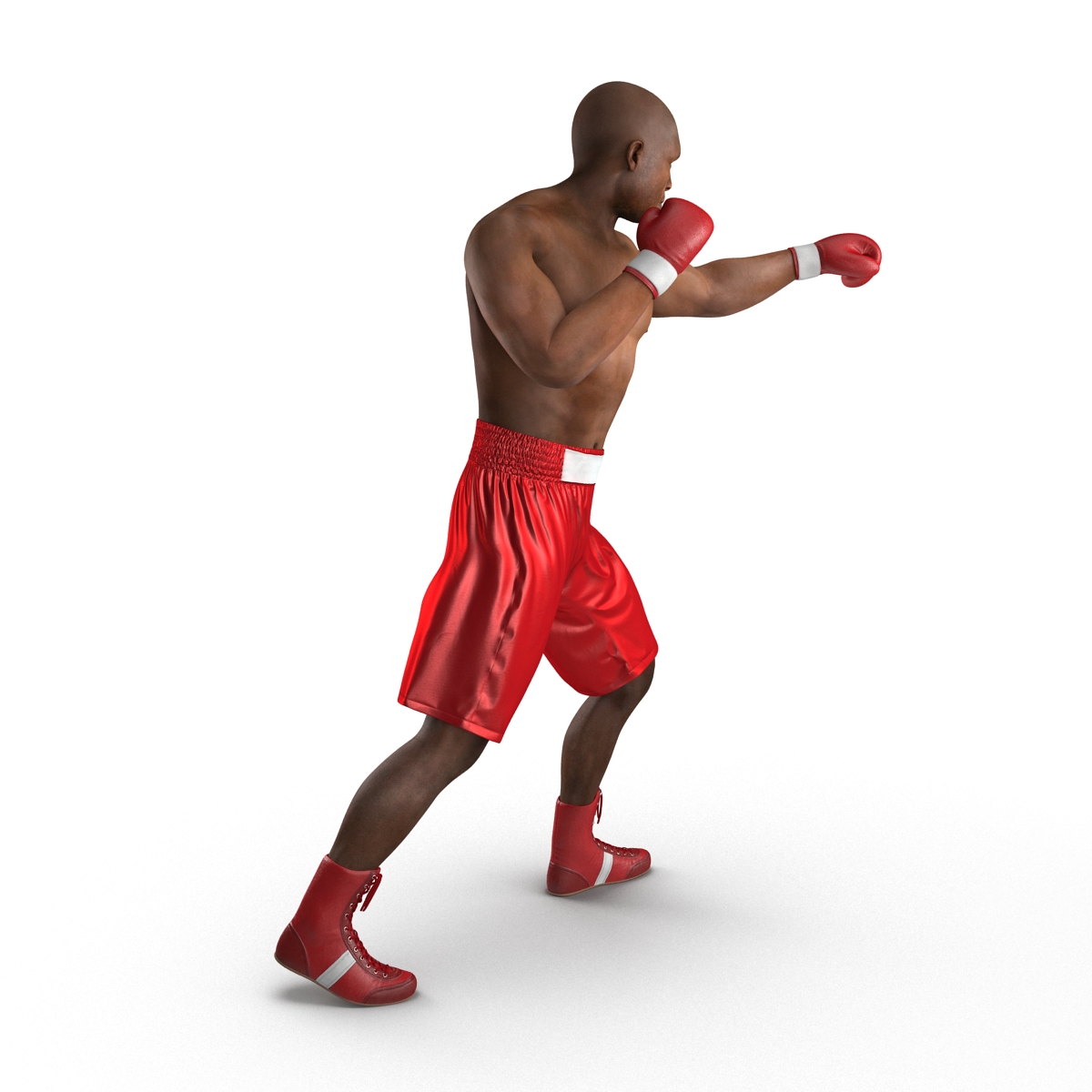 3D model African American Boxer 2 Red Suit Pose 3