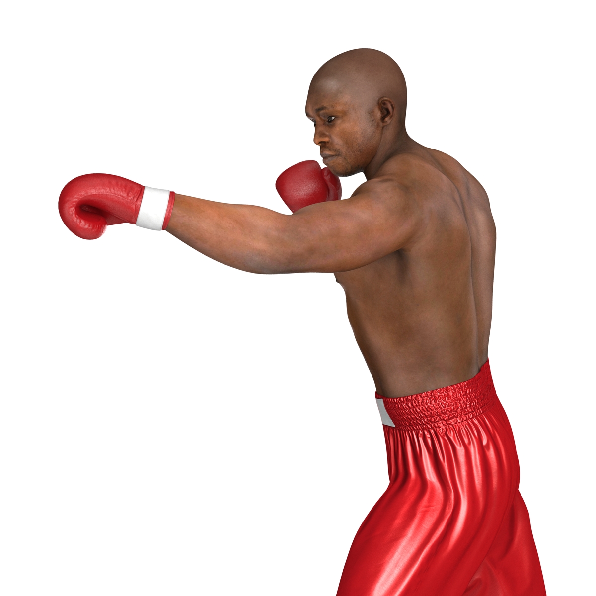 3D model African American Boxer 2 Red Suit Pose 3