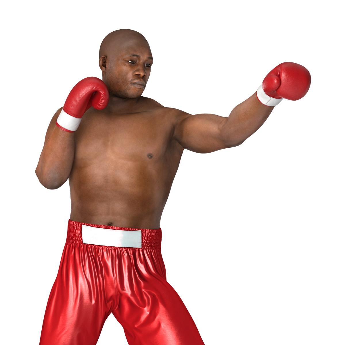 3D model African American Boxer 2 Red Suit Pose 3