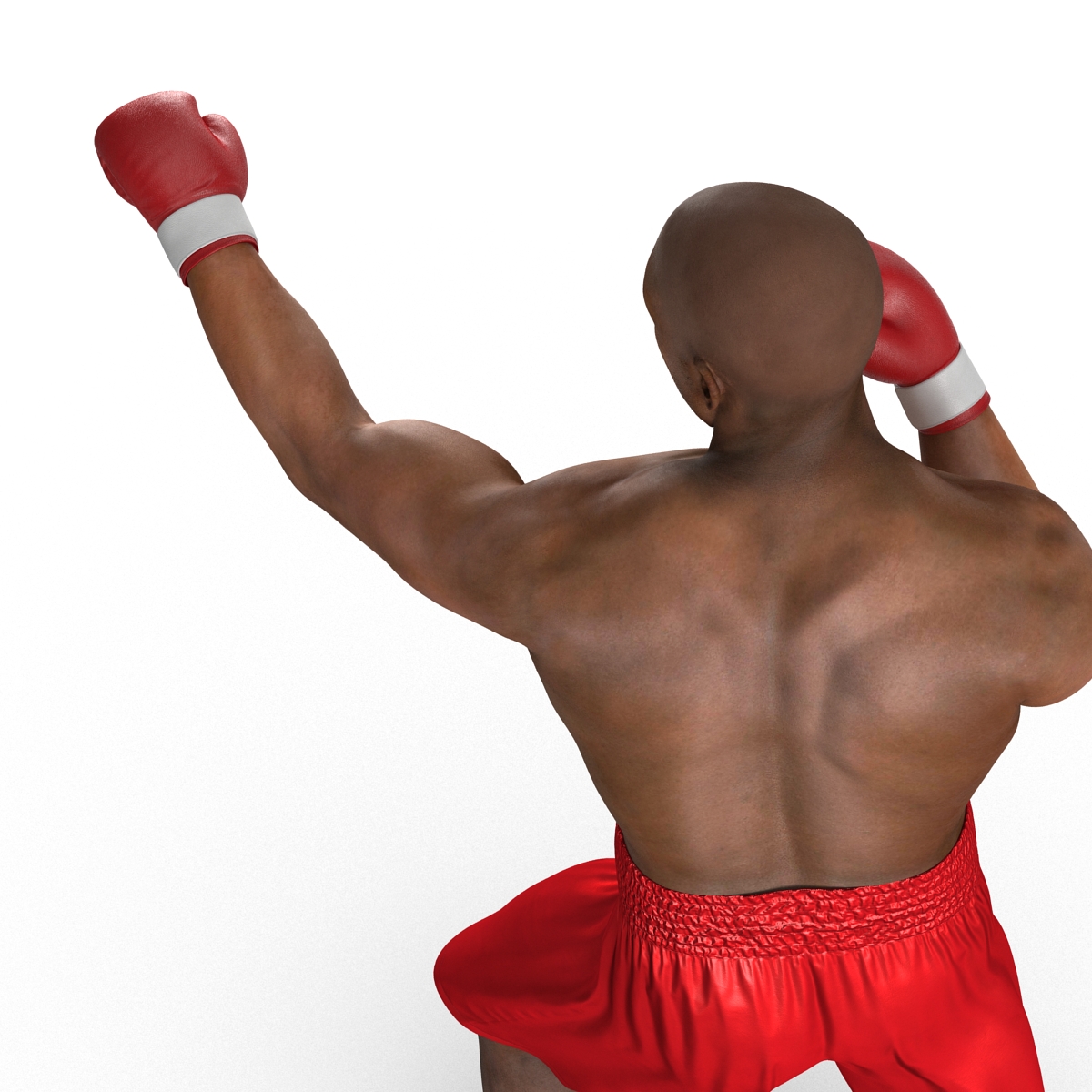 3D model African American Boxer 2 Red Suit Pose 3