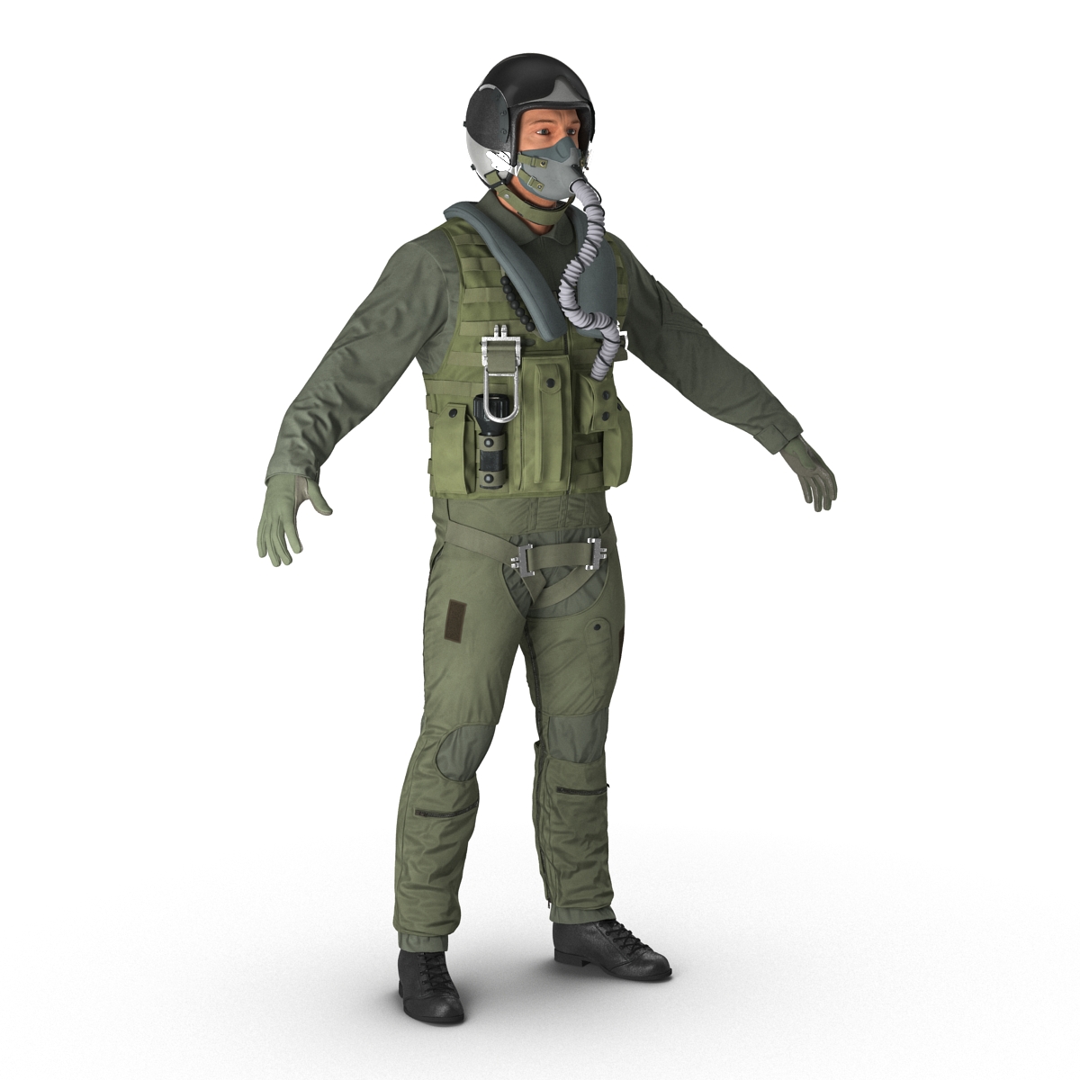 3D US Military Jet Fighter Pilot Rigged