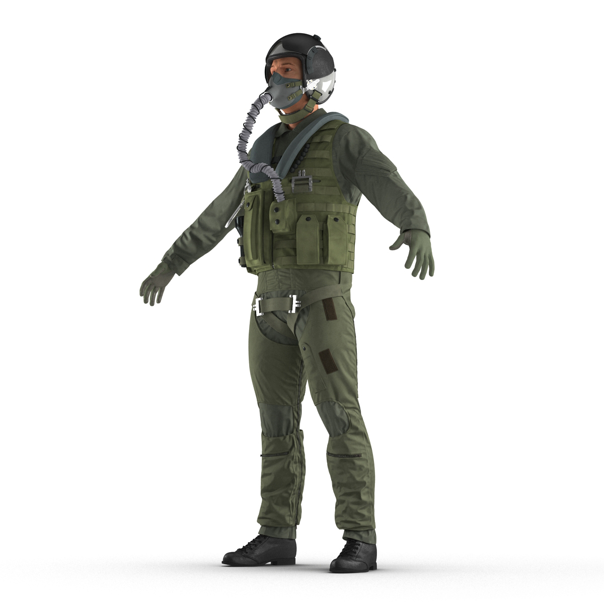 3D US Military Jet Fighter Pilot Rigged