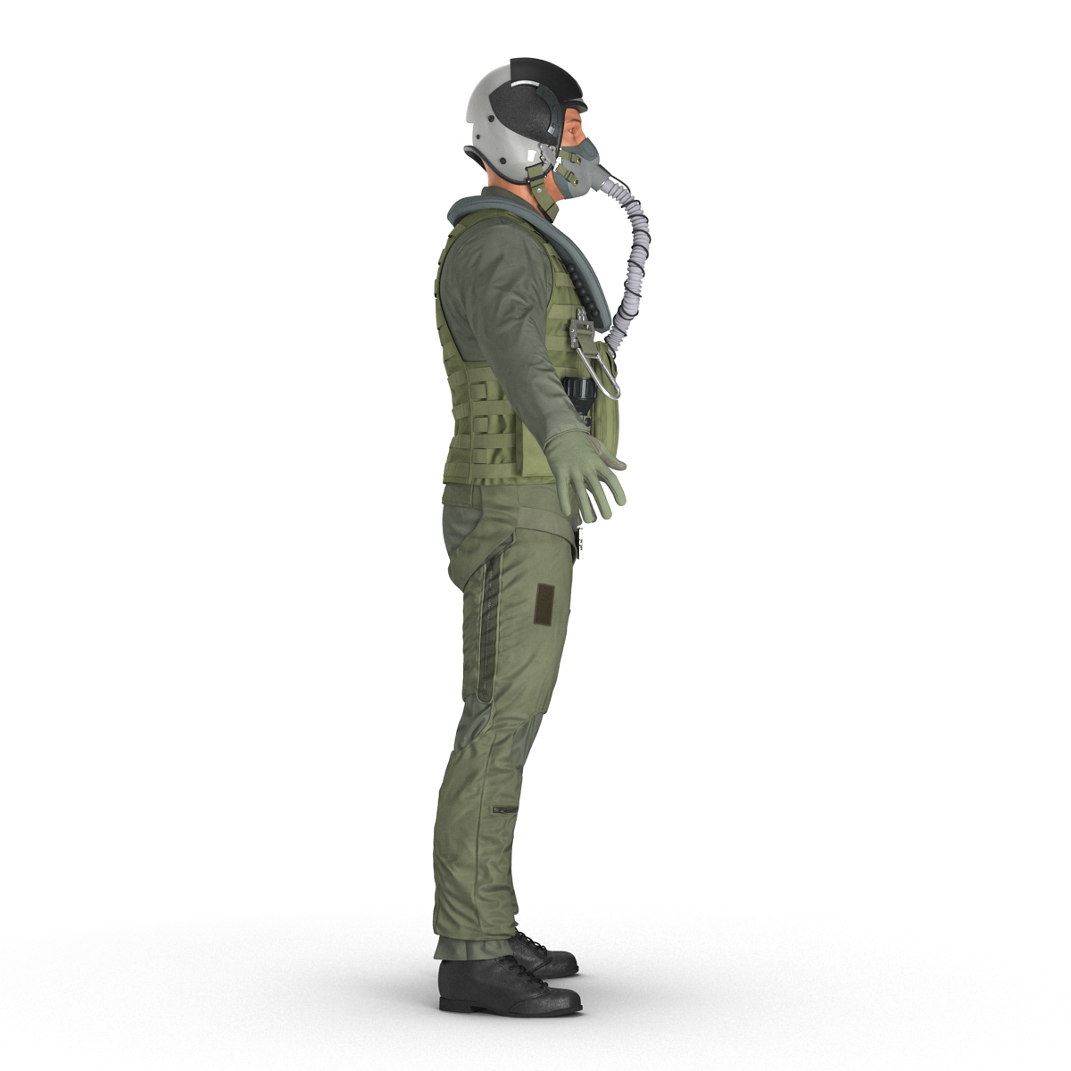 3D US Military Jet Fighter Pilot Rigged