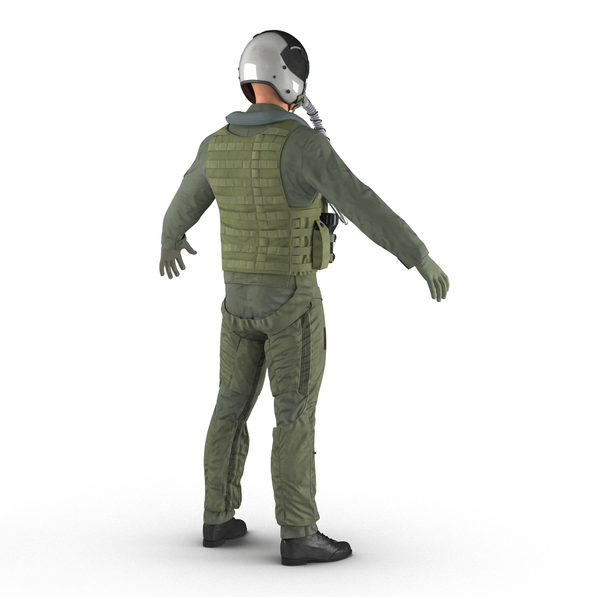 3D US Military Jet Fighter Pilot Rigged