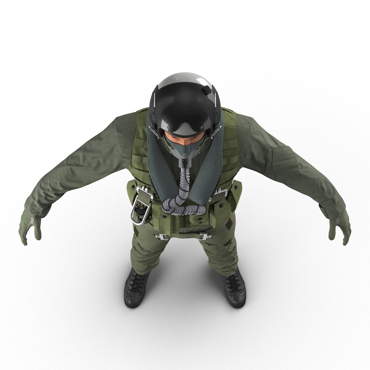 3D US Military Jet Fighter Pilot Rigged