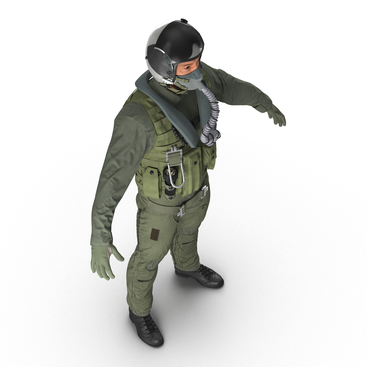 3D US Military Jet Fighter Pilot Rigged