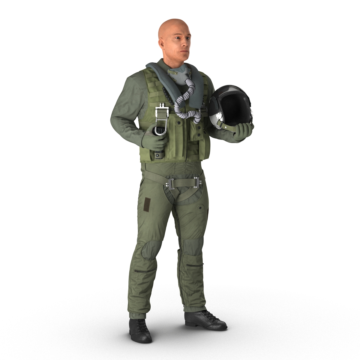 3D US Military Jet Fighter Pilot Rigged