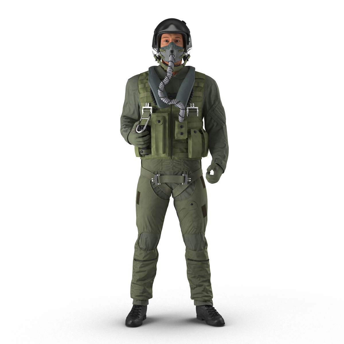 3D US Military Jet Fighter Pilot Rigged