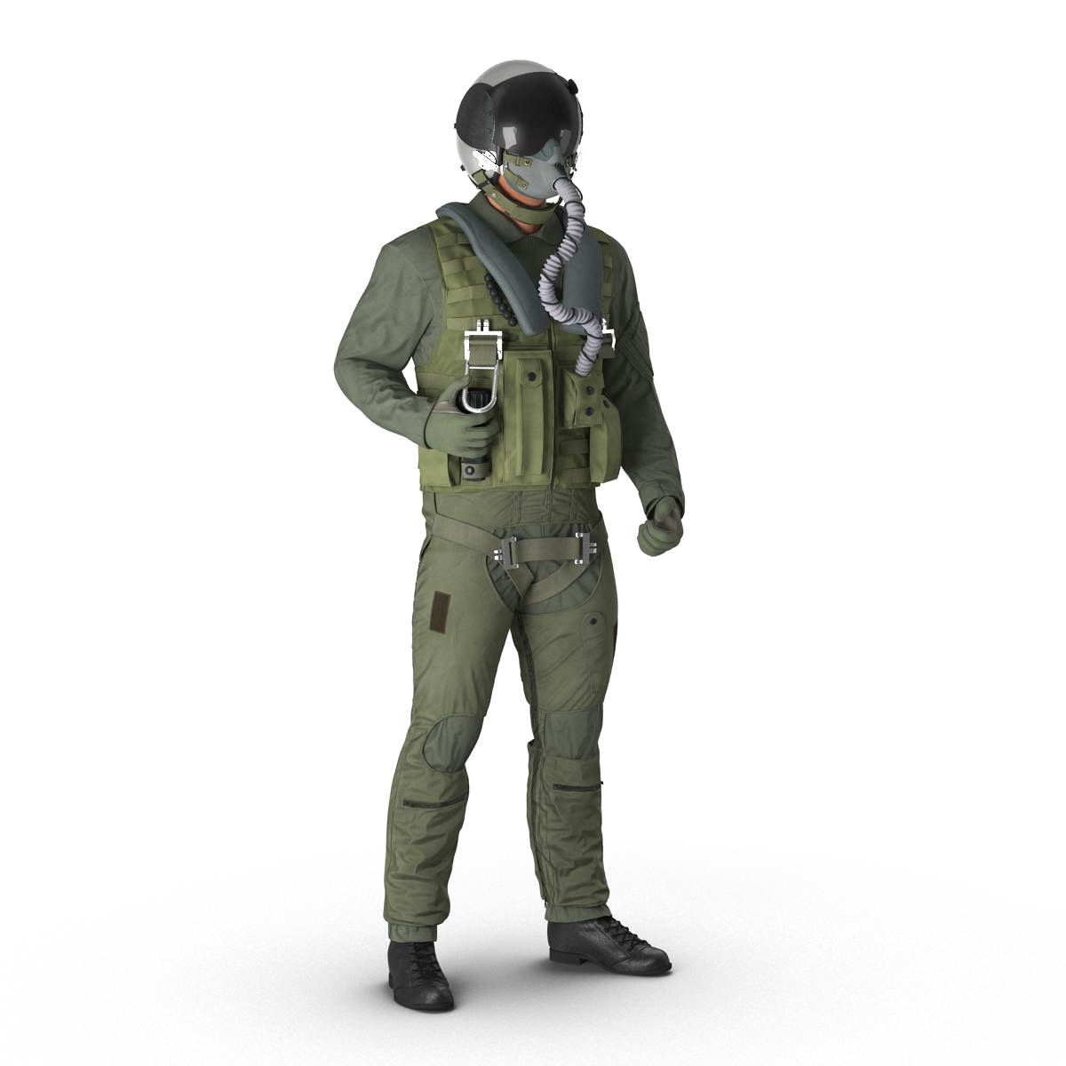 3D US Military Jet Fighter Pilot Rigged