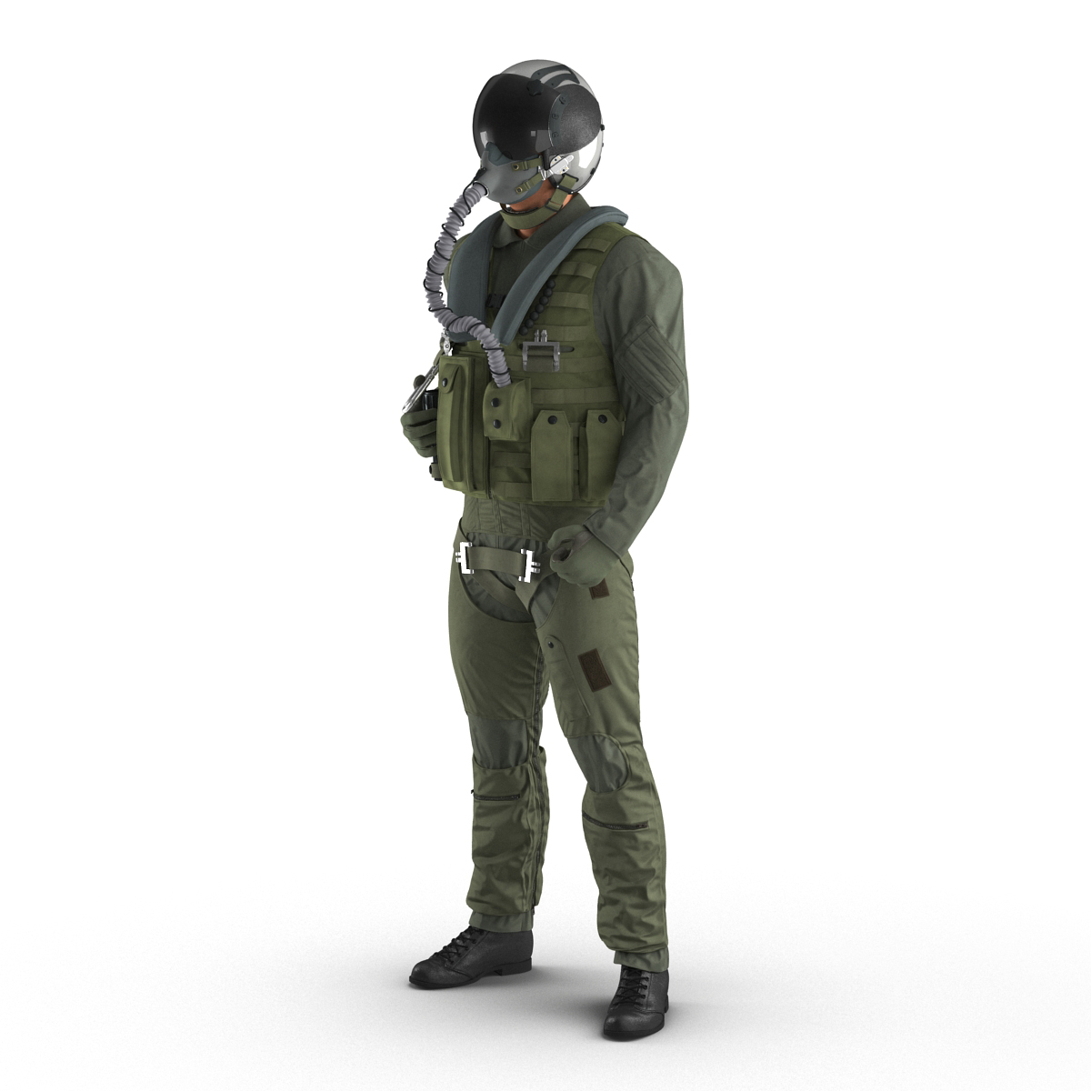 3D US Military Jet Fighter Pilot Rigged