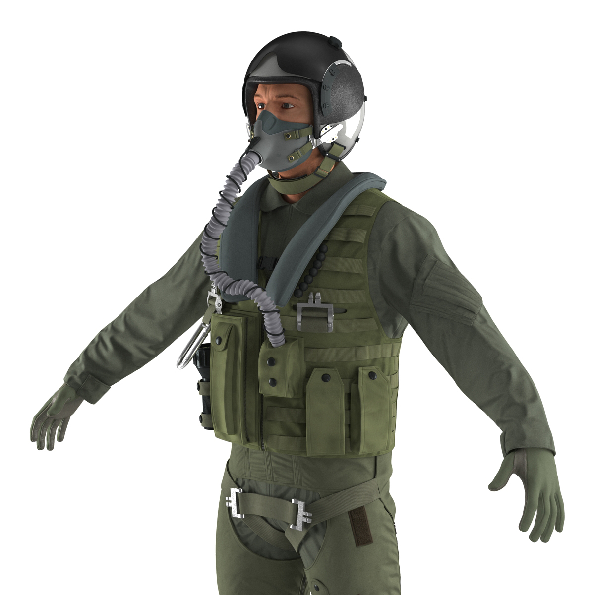 3D US Military Jet Fighter Pilot Rigged