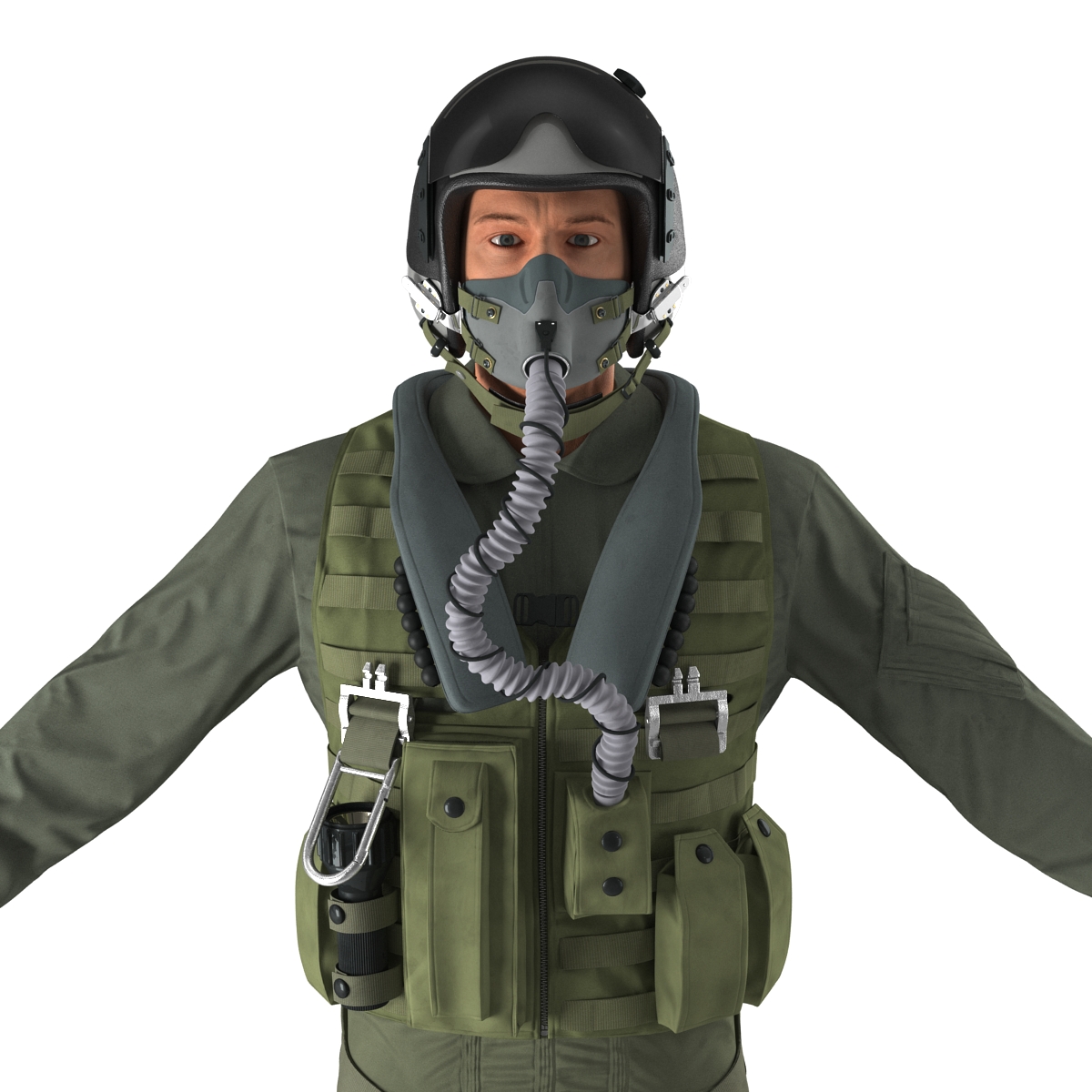 3D US Military Jet Fighter Pilot Rigged