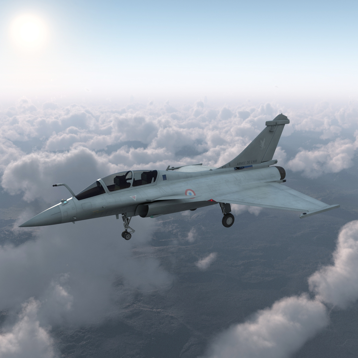 French Fighter Dassault Rafale Rigged 3D