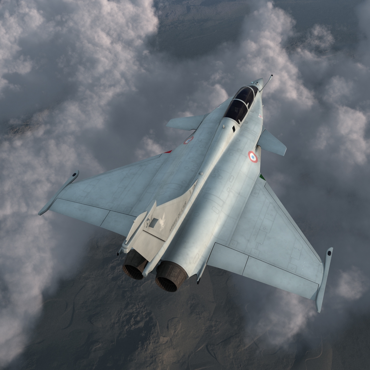 French Fighter Dassault Rafale Rigged 3D