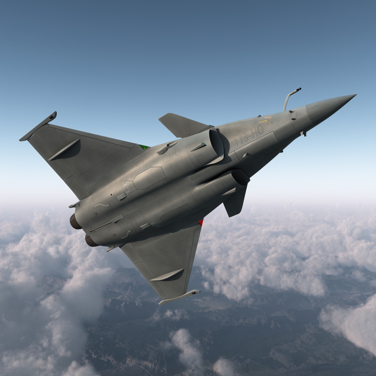 French Fighter Dassault Rafale Rigged 3D