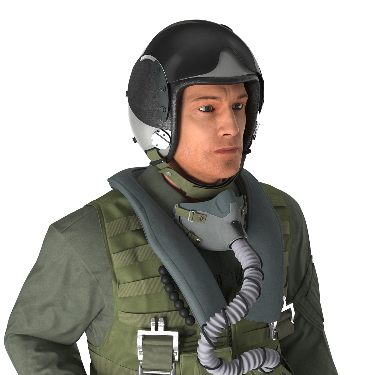 3D US Military Jet Fighter Pilot Rigged