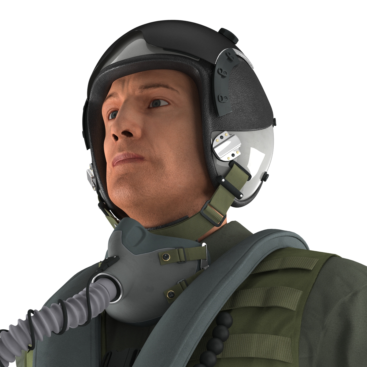 3D US Military Jet Fighter Pilot Rigged