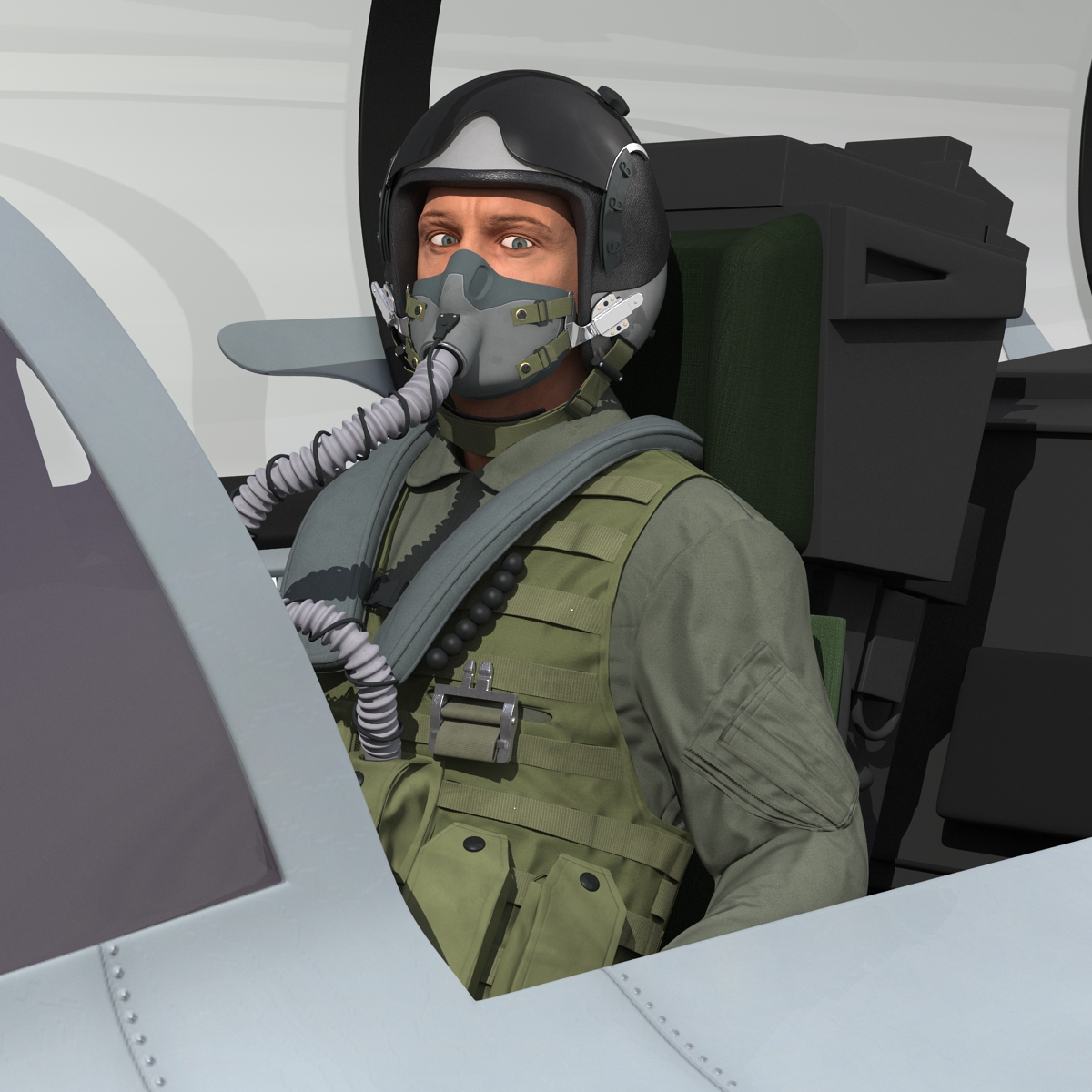 3D US Military Jet Fighter Pilot Rigged