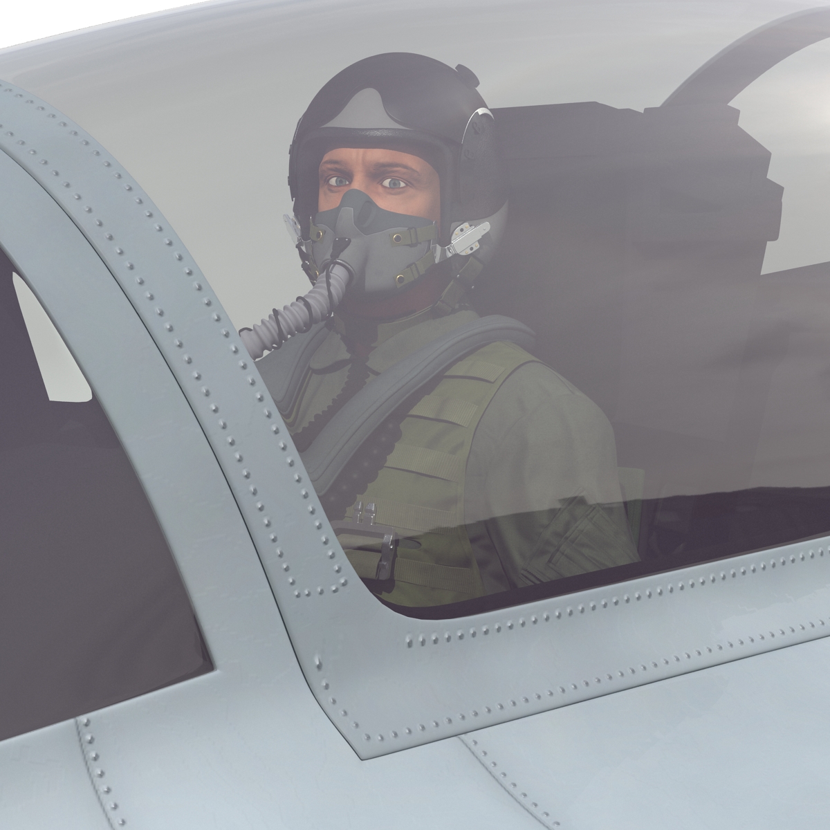 3D US Military Jet Fighter Pilot Rigged