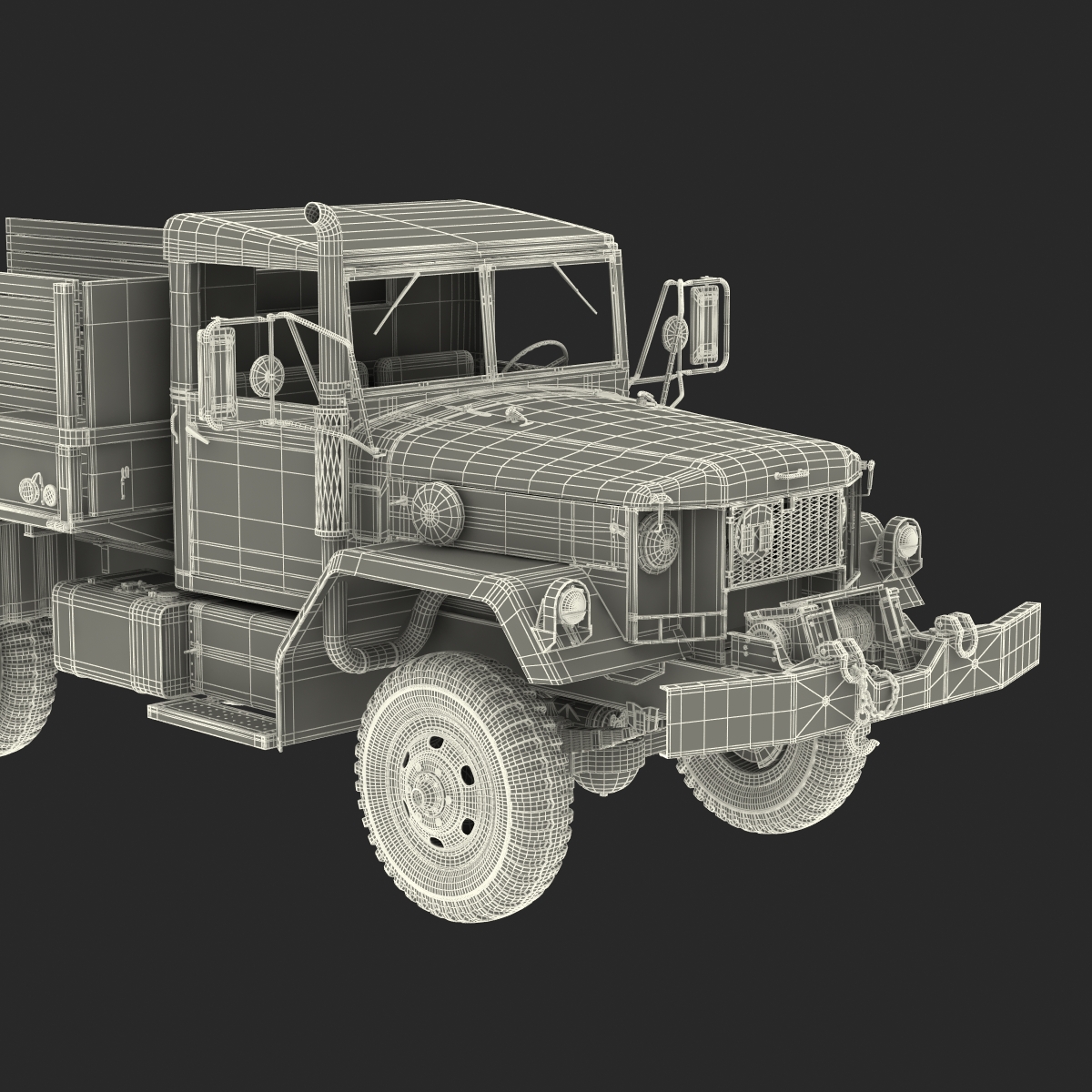 3D Military Cargo Truck m35a2 Rigged Camo model