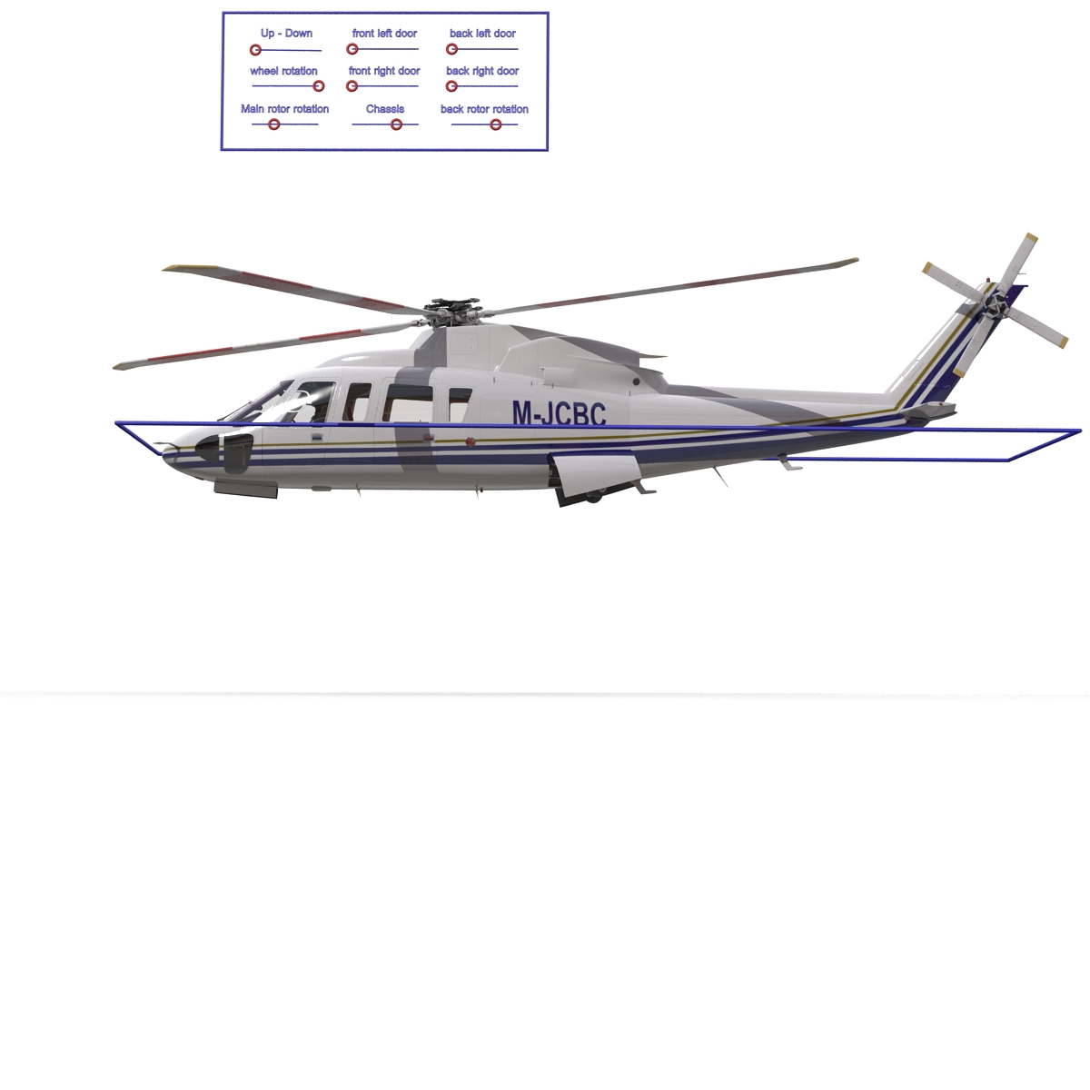 3D model Helicopter Sikorsky s76 Rigged