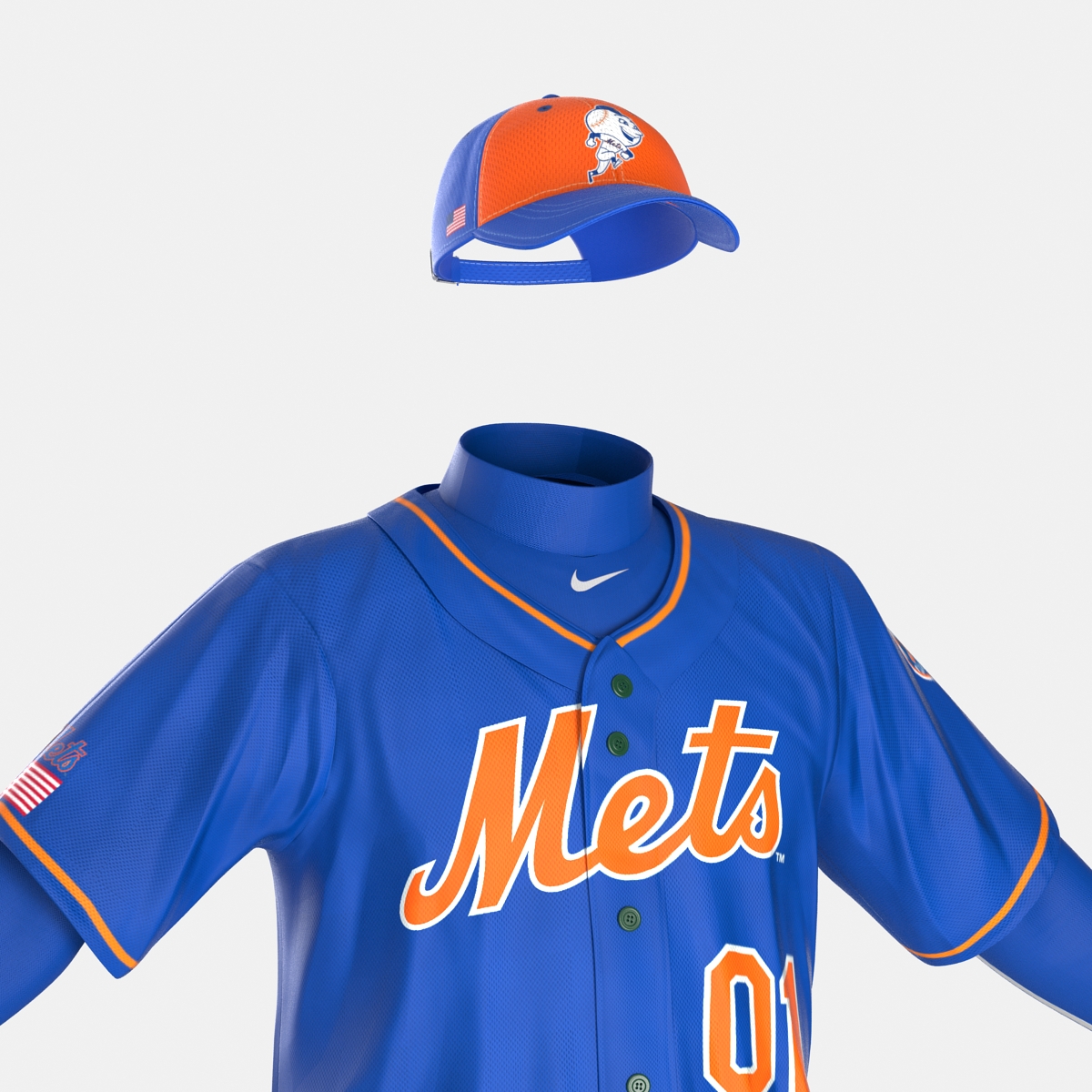 Baseball Player Outfit Mets 3D