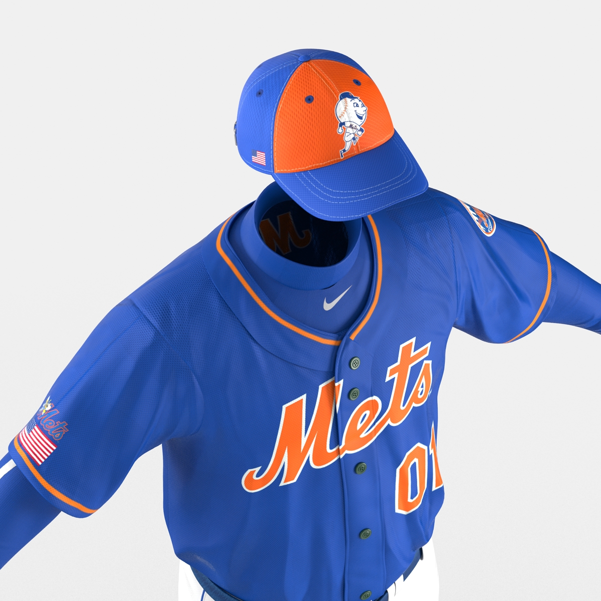 Baseball Player Outfit Mets 3D