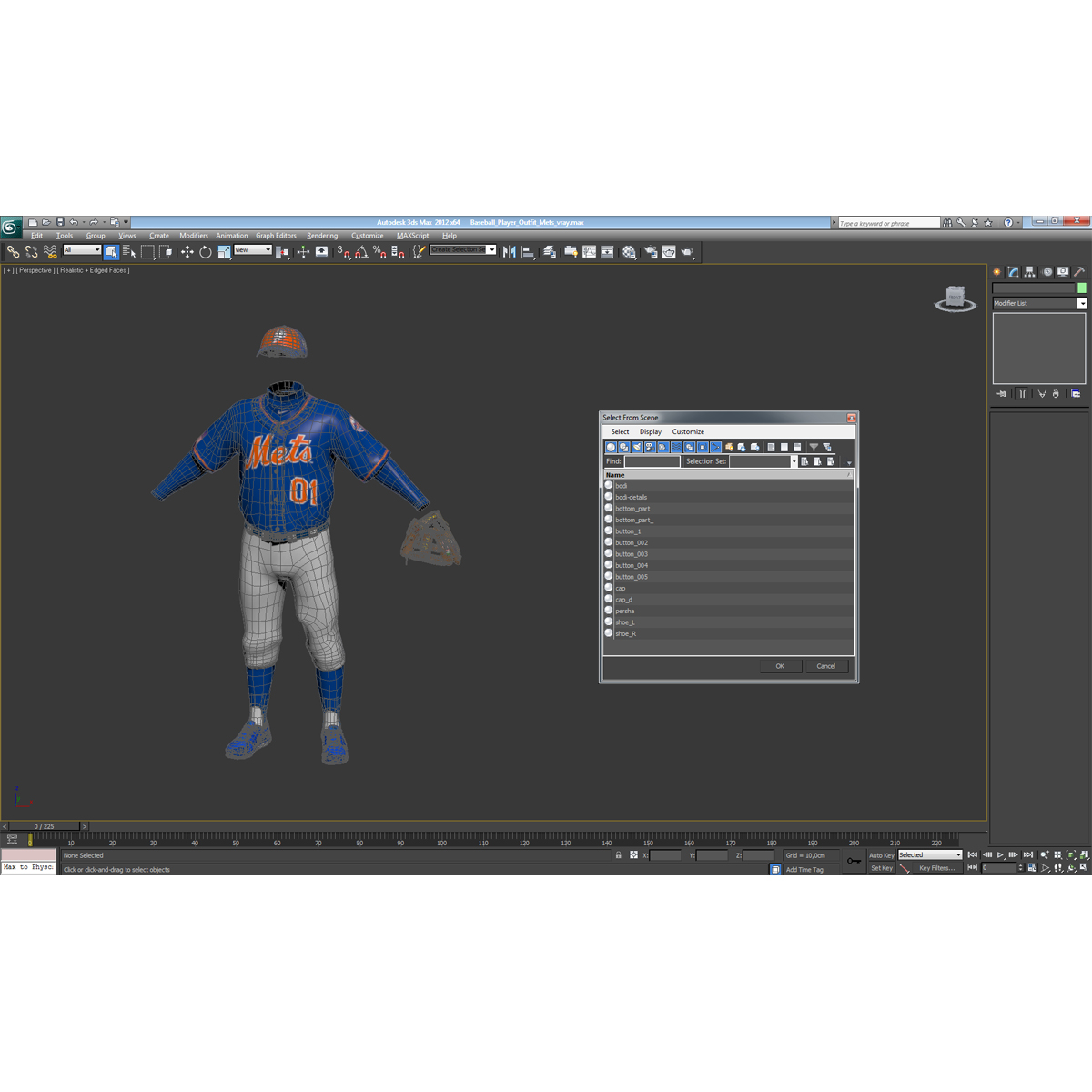 Baseball Player Outfit Mets 3D